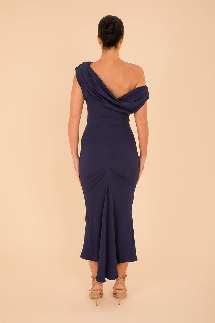 Atom Label Navy Mercury Midi Dress