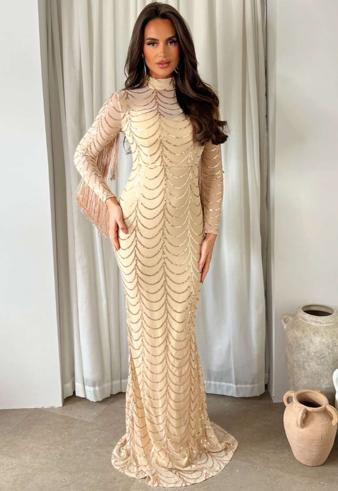 Nazz Collection Champagne Hypnotic Maxi Dress