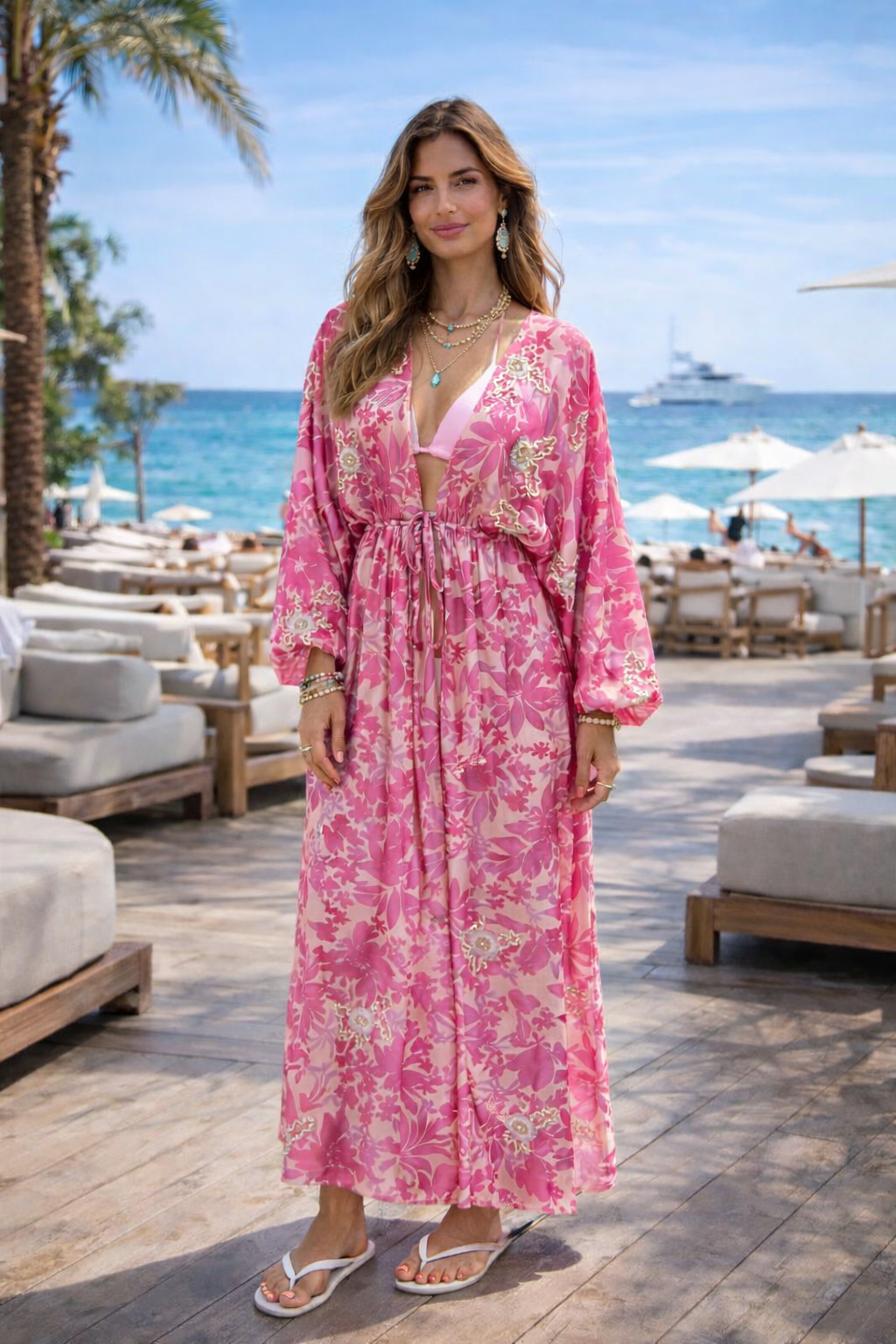 Soul Of Sita Tropical Print Embellished Viscose Kaftan