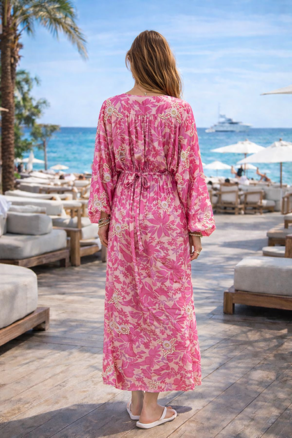 Soul Of Sita Tropical Print Embellished Viscose Kaftan