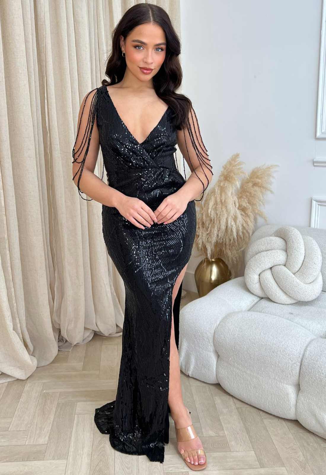 Nazz Collection Black Escala Sequin Dress