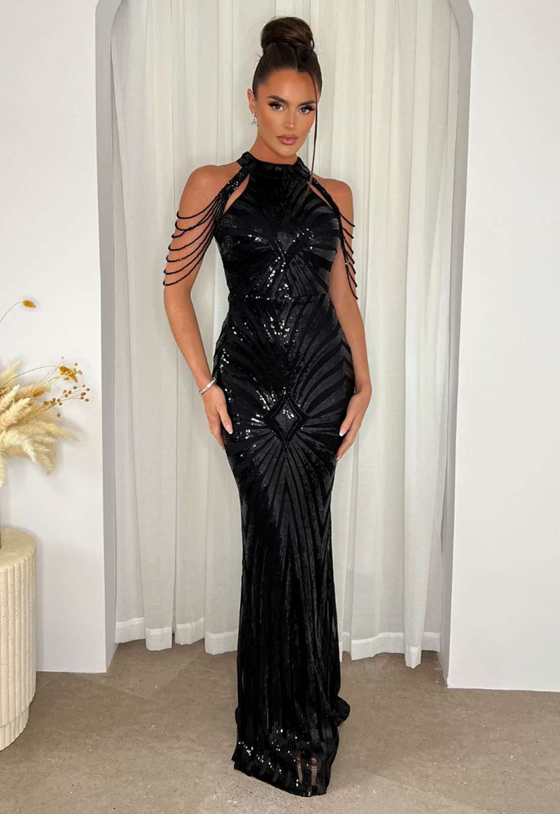 Nazz Collection Black Senseless Sequin Maxi Dress