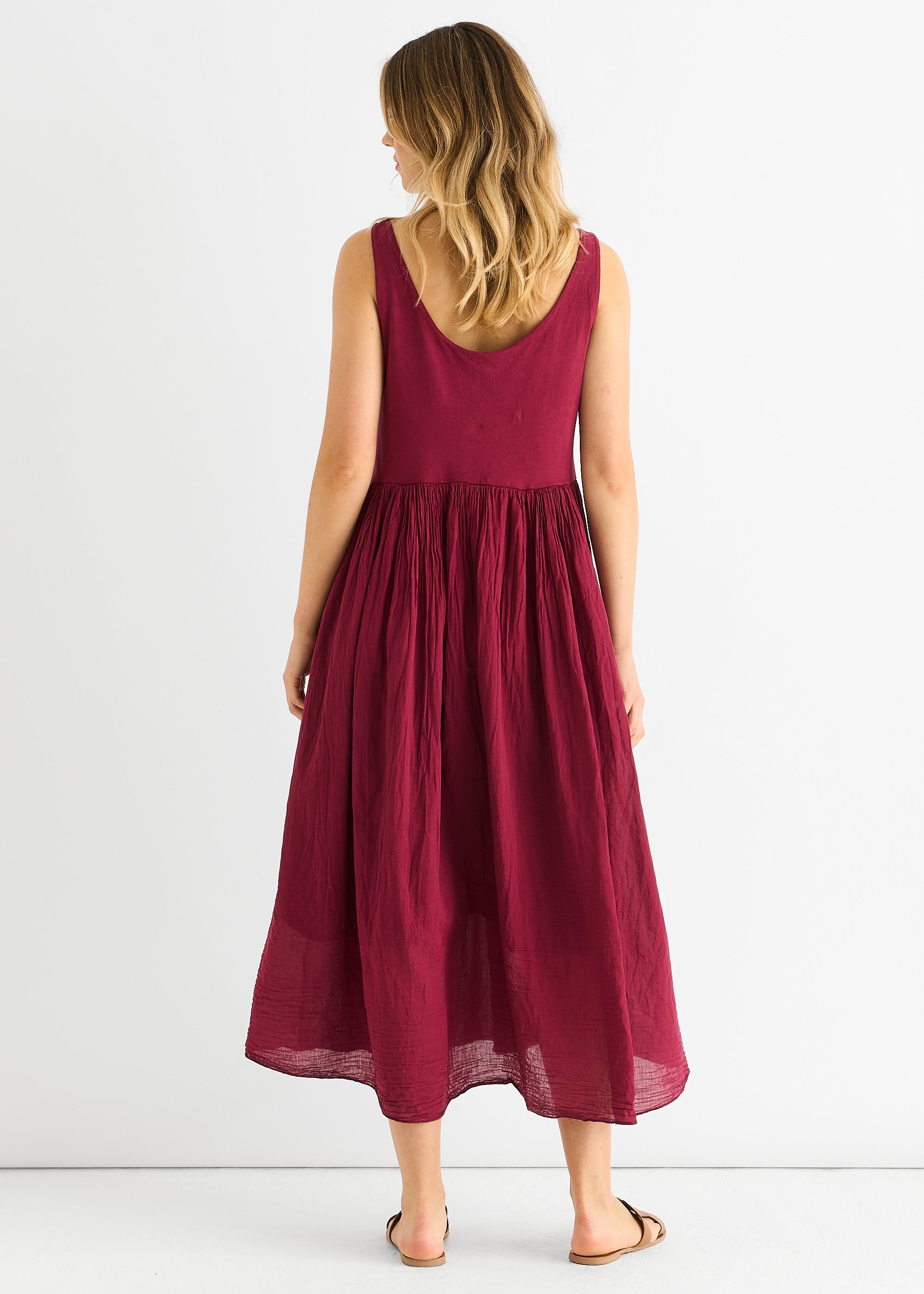 Gini London Red Scoop Neck Jersey Cotton Midi Dress