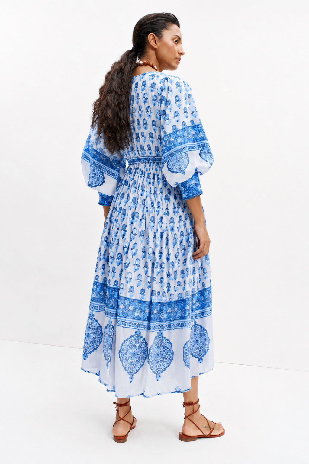 Soul Of Sita Amelia Floaty Sleeve Folk Print Maxi Dress