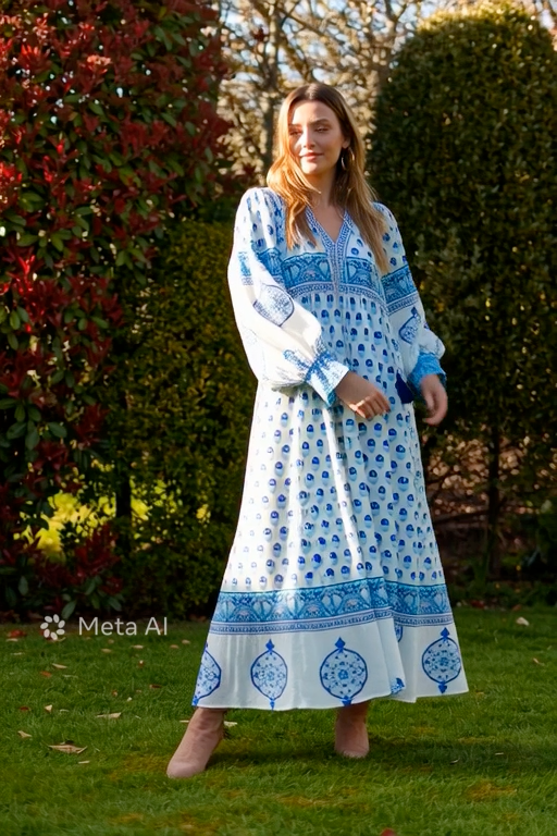 Soul Of Sita Amelia Floaty Sleeve Folk Print Maxi Dress