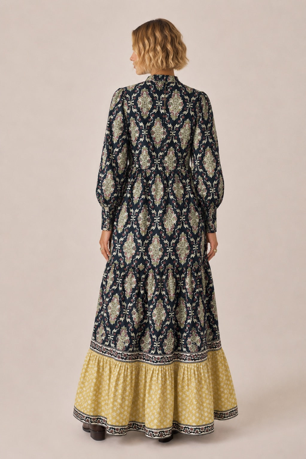 Soul Of Sita Lalita Ink Maxi Woodblock Print Dress, 100% Cotton