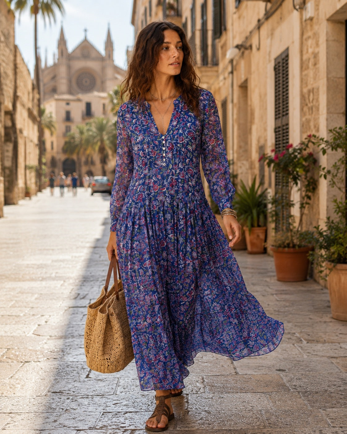 Soul Of Sita Inky Blue Cotton / Silk Mix Maxi Dress And Separate Under Vest. With Side Pockets. Beautiful Breathable Fabric.