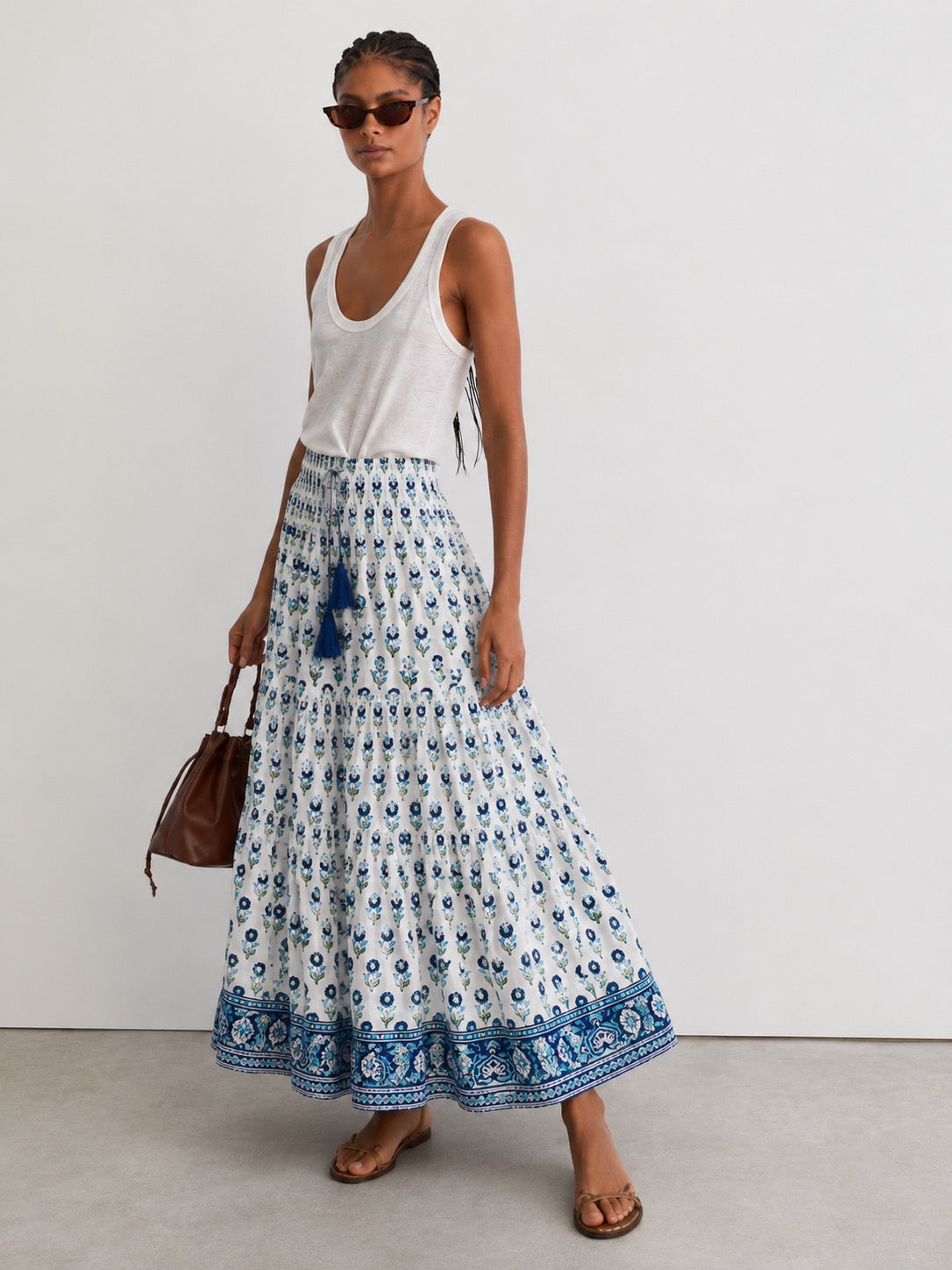 Soul Of Sita Maxi Gypsy Skirt In Woodblock Print
