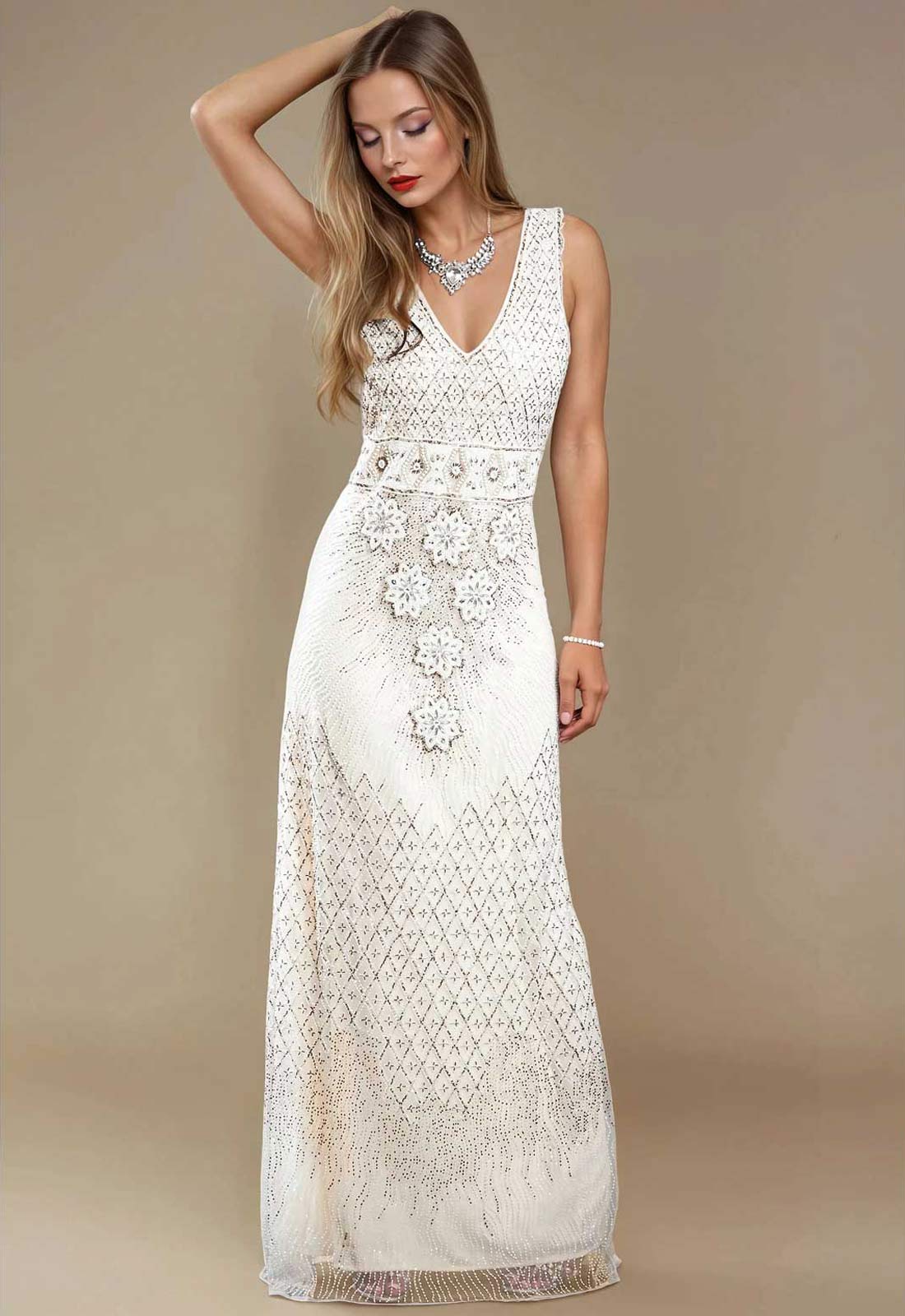 Jywal London White Hazel Gatsby Maxi Dress