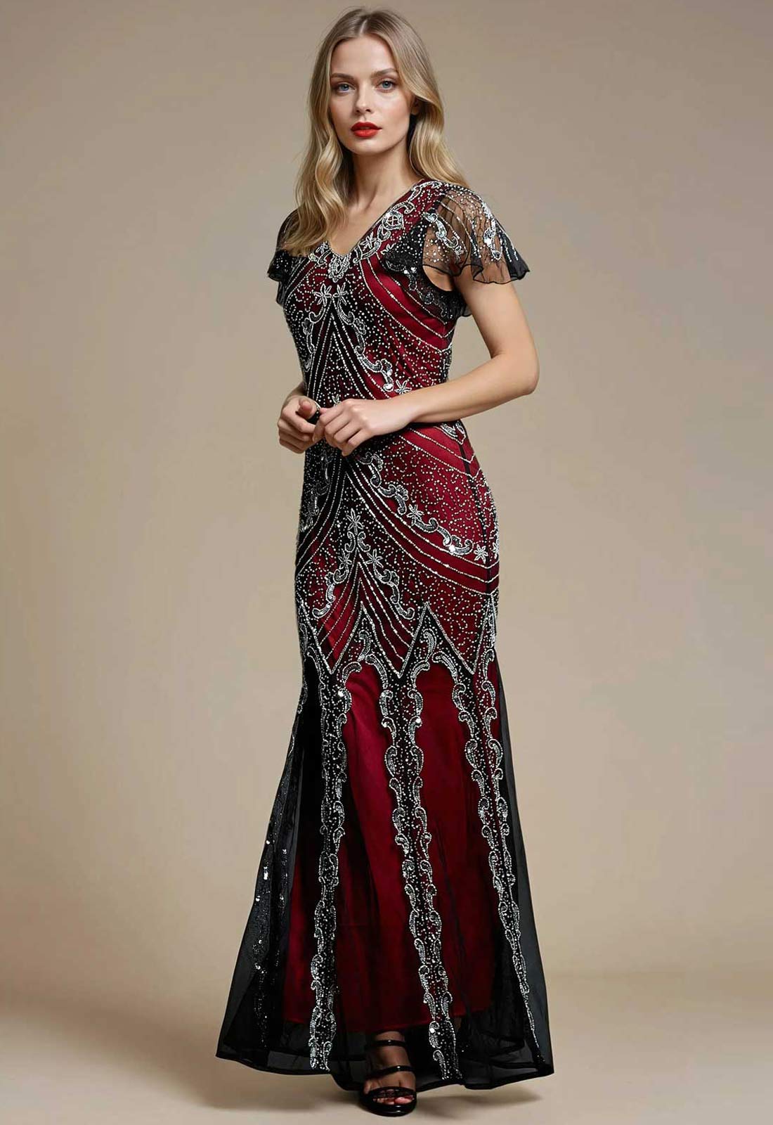 Jywal London Red Sophia Gatsby Maxi Dress