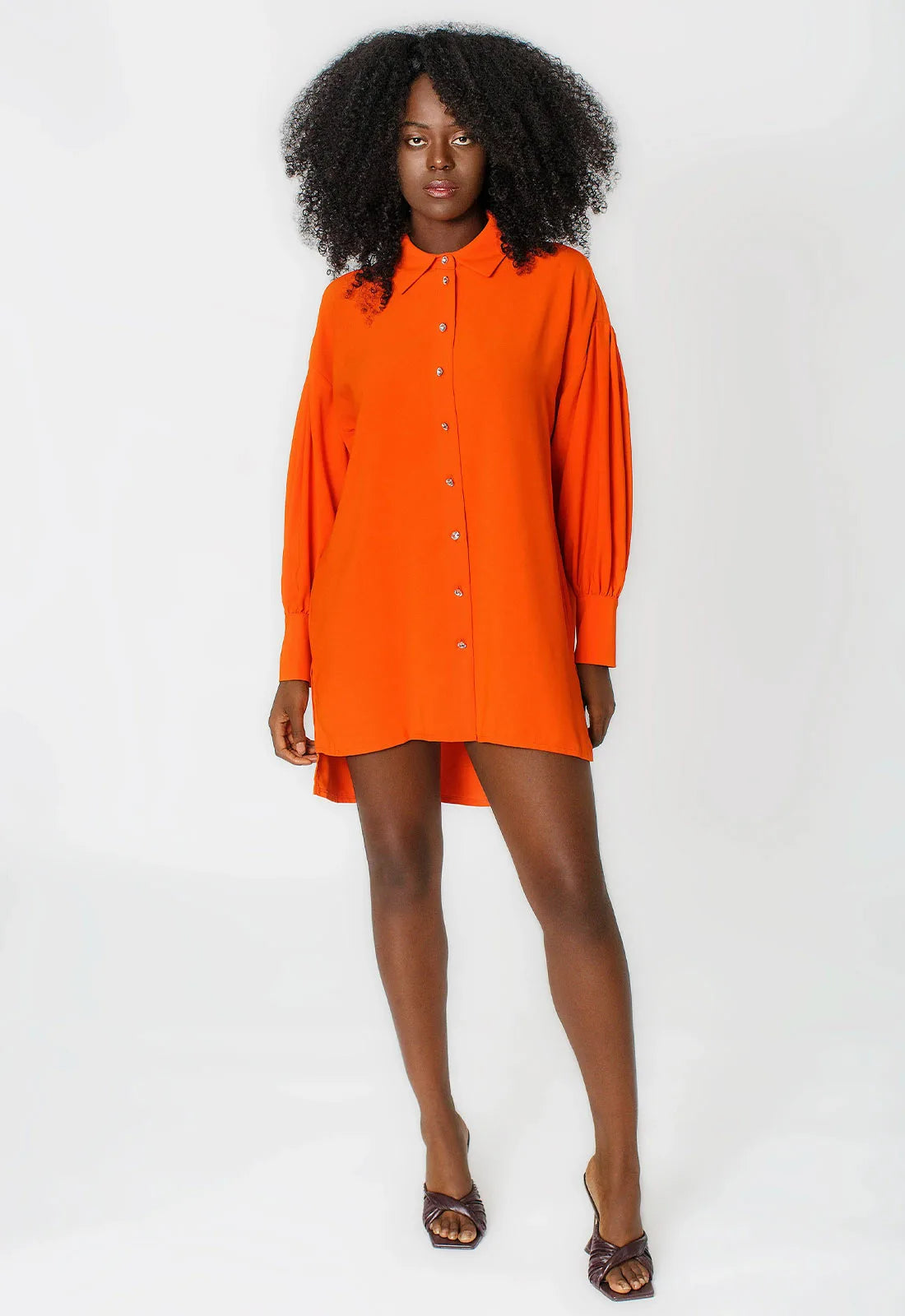 KAMILA orange shirt dress