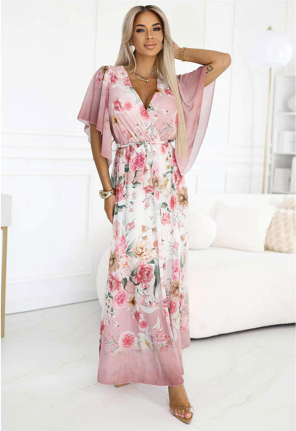 long pink summer dress PRETTYGARDEN Women Strapless Maxi 2026 Floral Tube Top Ruched Beach Spring Wedding Guest Dresses (Floral Apricot Pink,Small) at Amazon Women's Clothing store Hook and eye closure Elegant Pink Maxi Summer Dress