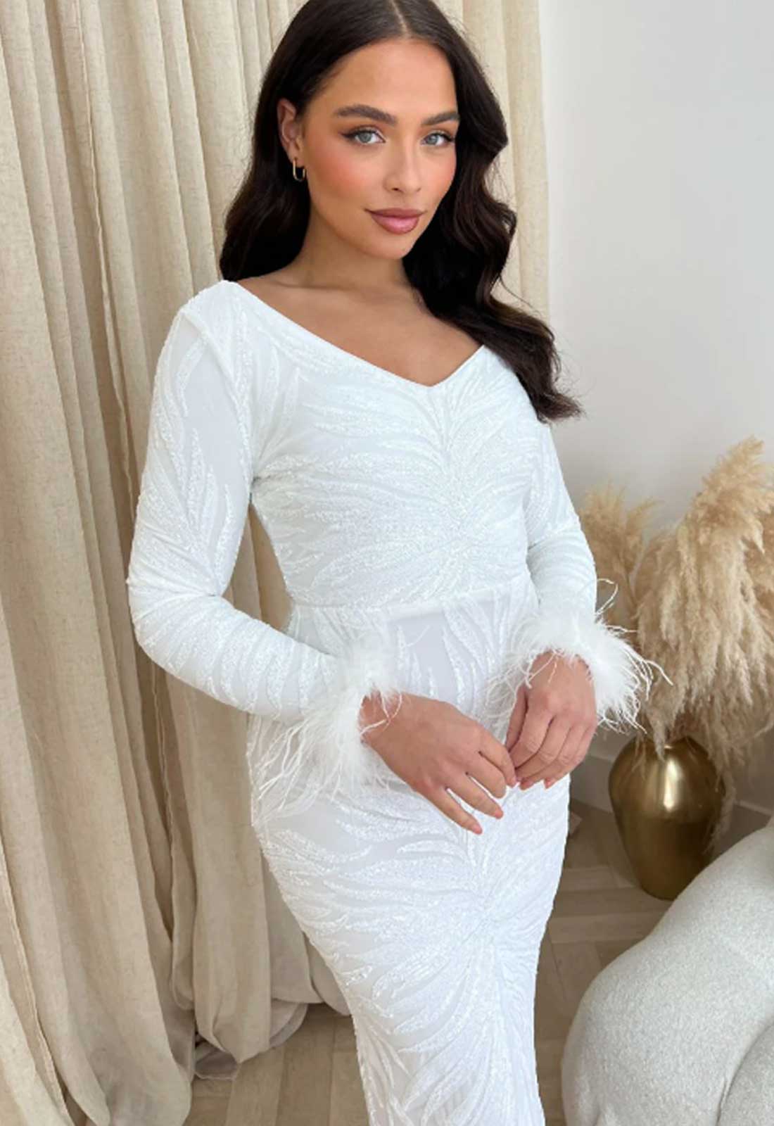 Nazz Collection White Luminous Maxi Dress