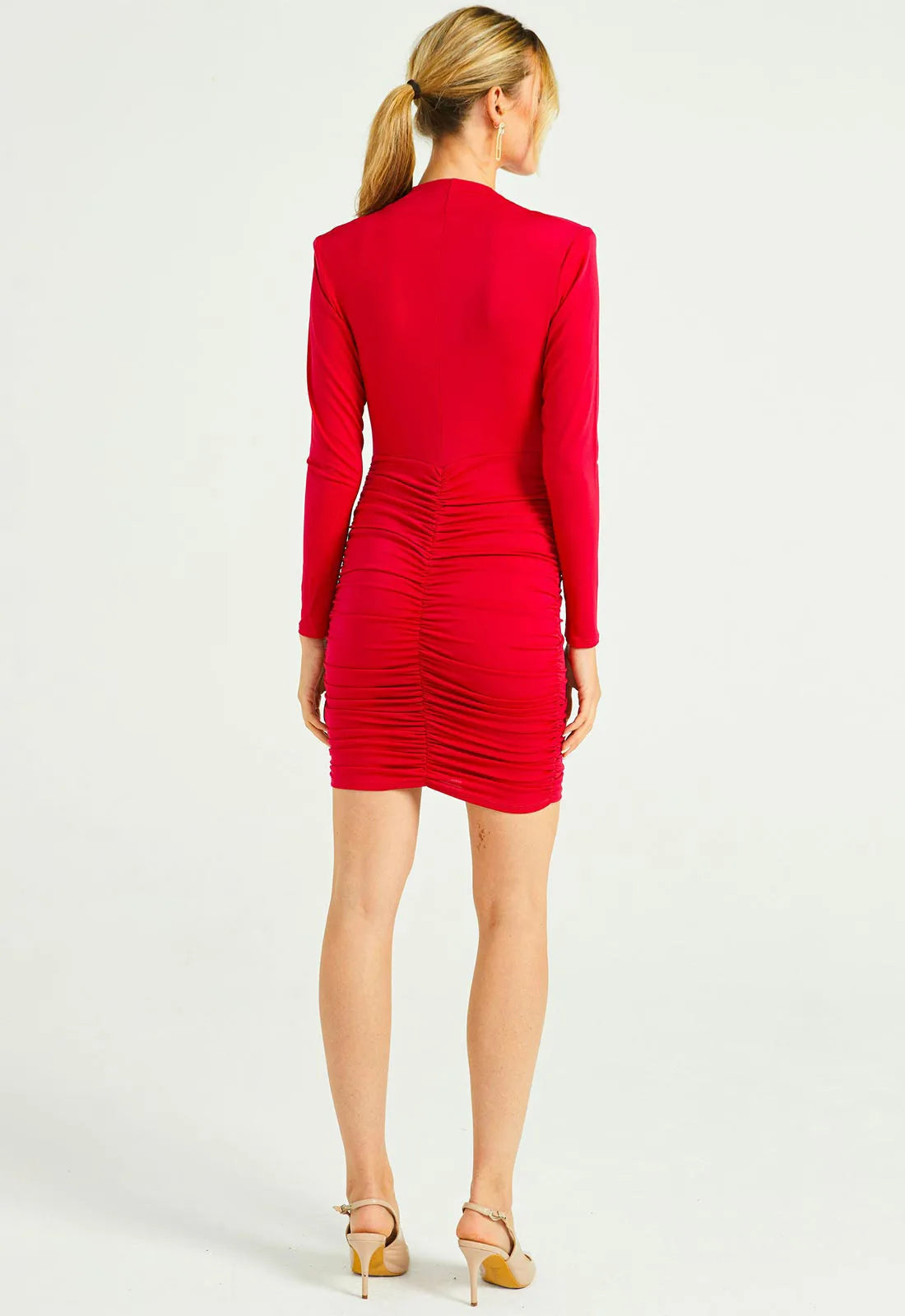 AngelEye Red Plunge Mini Dress