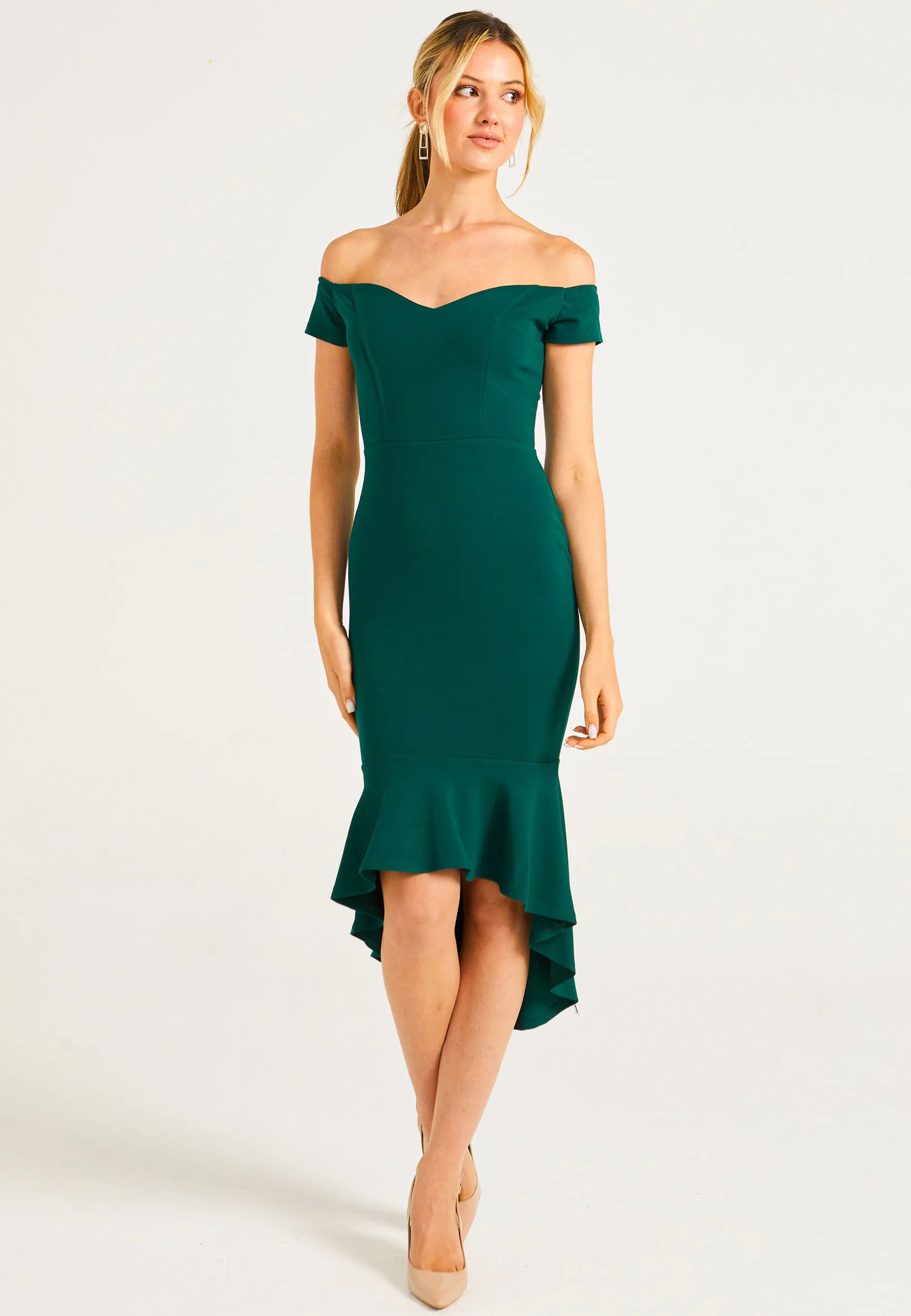 AngelEye Green Bardot Cocktail Dress