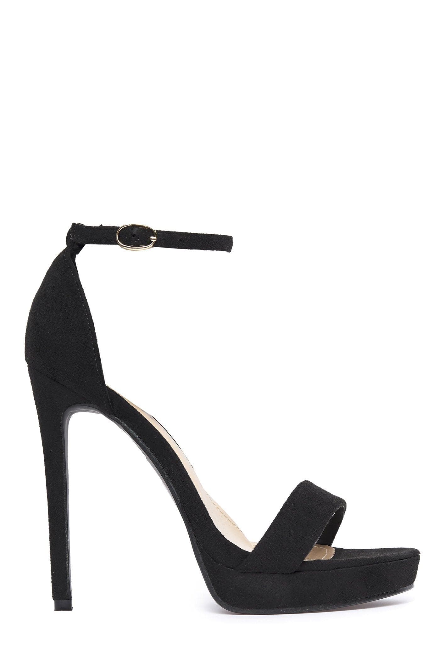 Ella Barely There Platform Sandal in Black Suede Heels Miss Diva 