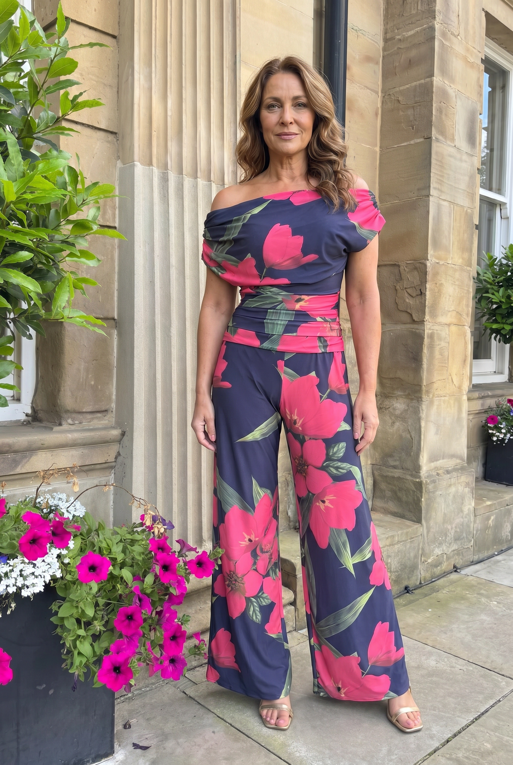 Atom Label Fuchsia Lily Print D3 Ss26 Carbon Jumpsuit