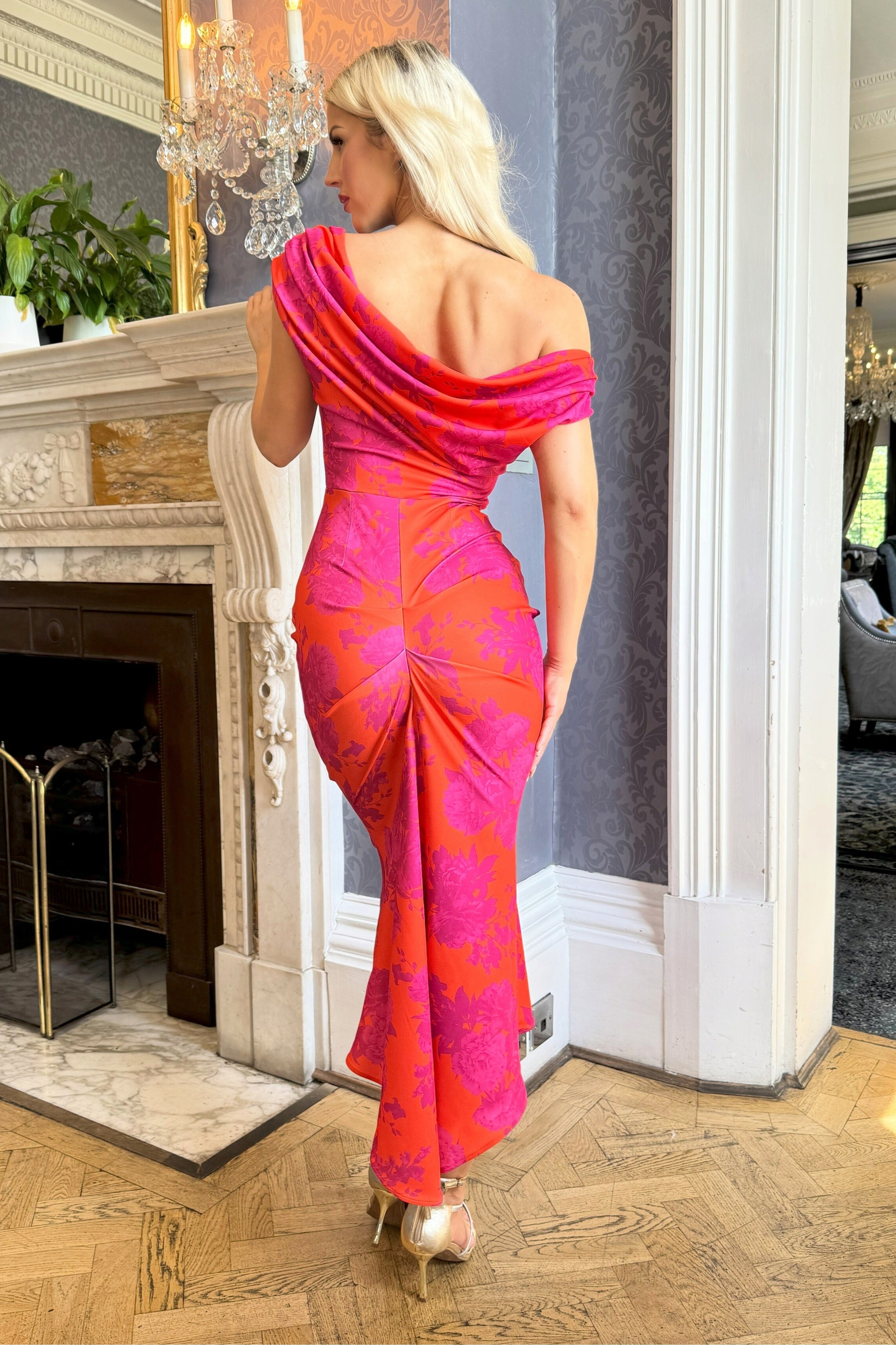 Atom Label Orange & Fuchsia D3 Ss26 Mercury Midi Dress