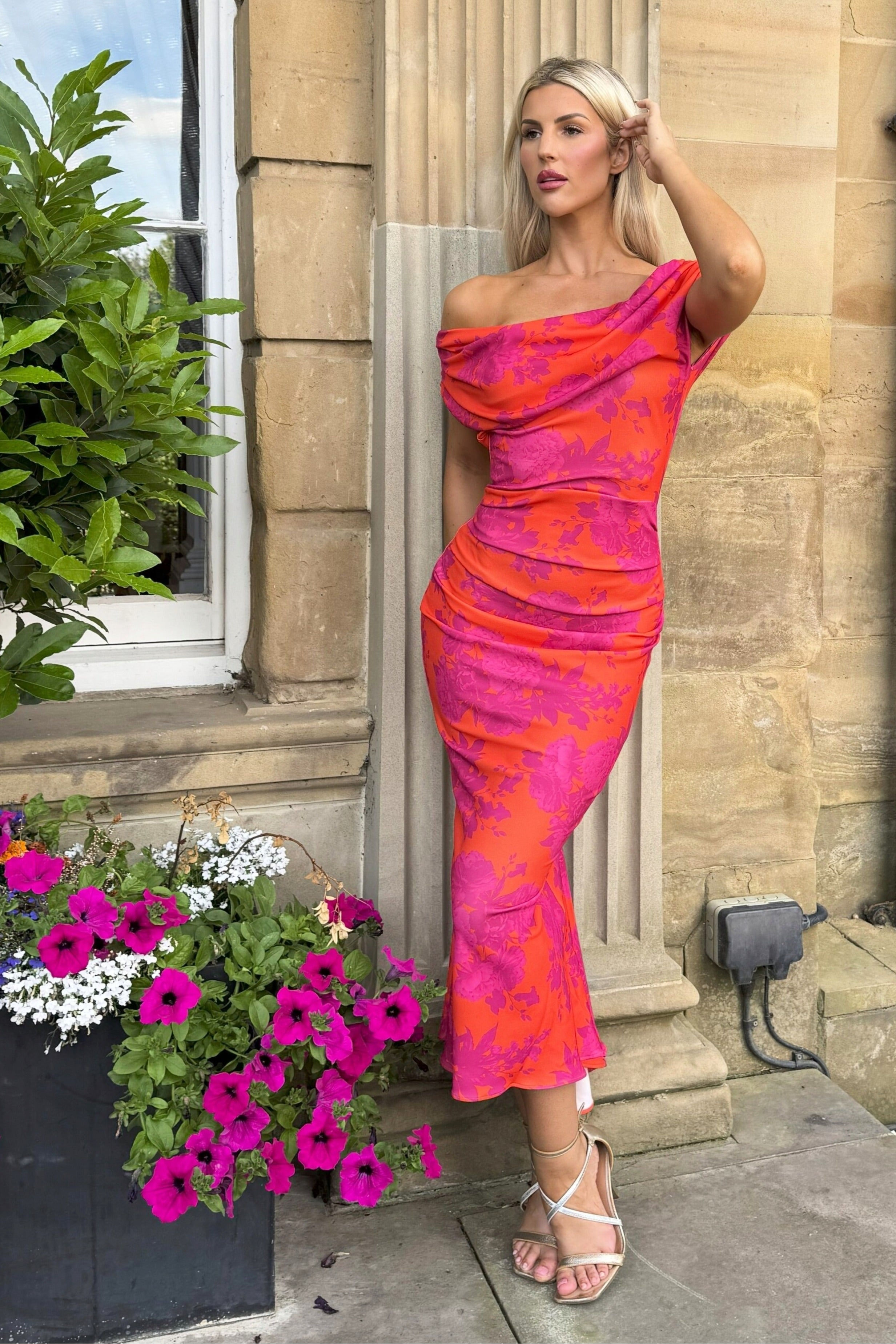 Atom Label Orange & Fuchsia D3 Ss26 Mercury Midi Dress