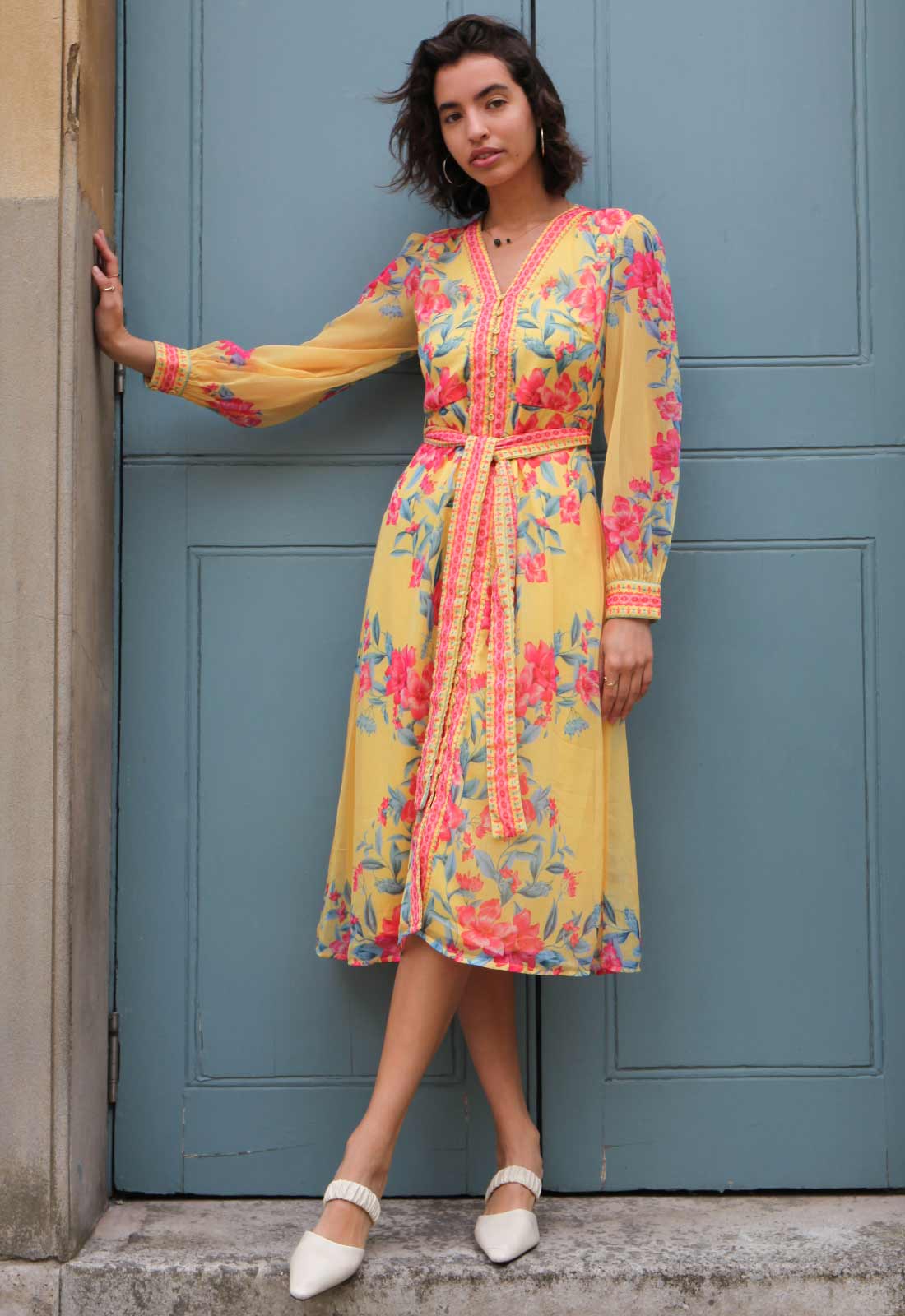 Raishma Studio Yellow Naomi Print Dress