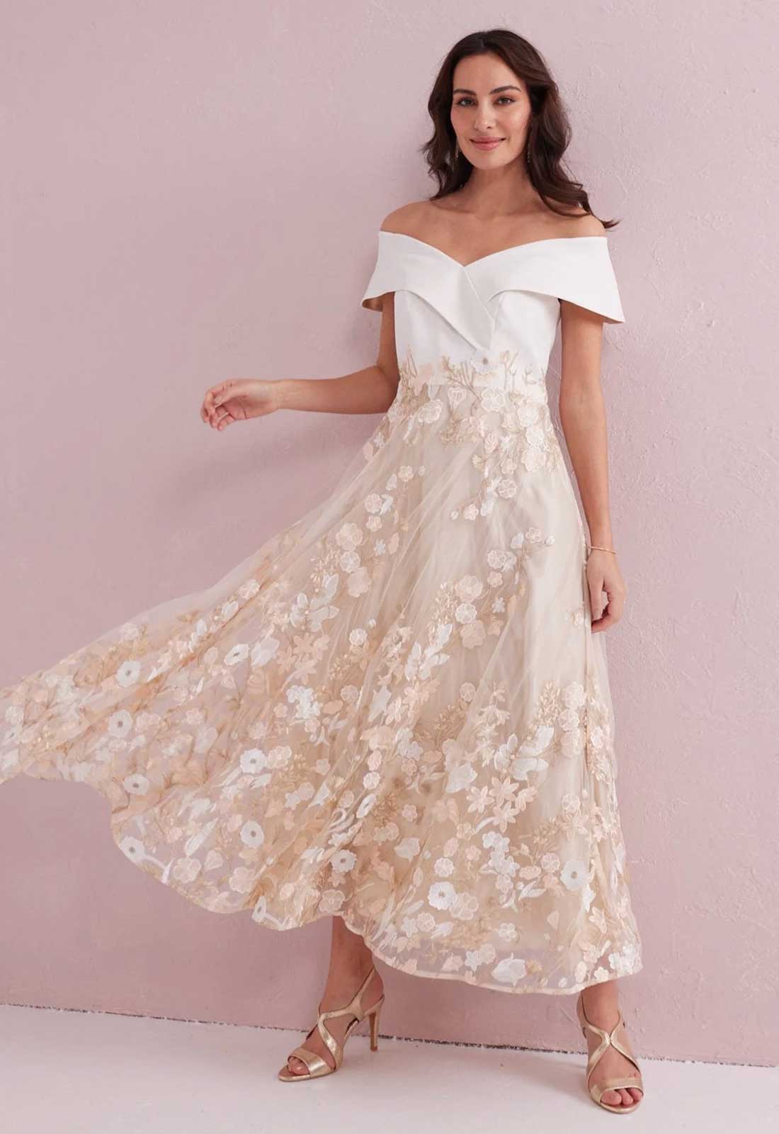 Samantha Jane Cream and Gold Olivia Cocktail Dress