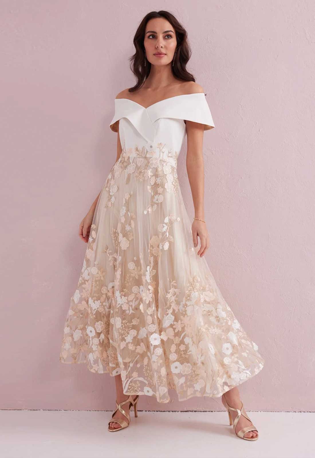 Samantha Jane Cream and Gold Olivia Cocktail Dress