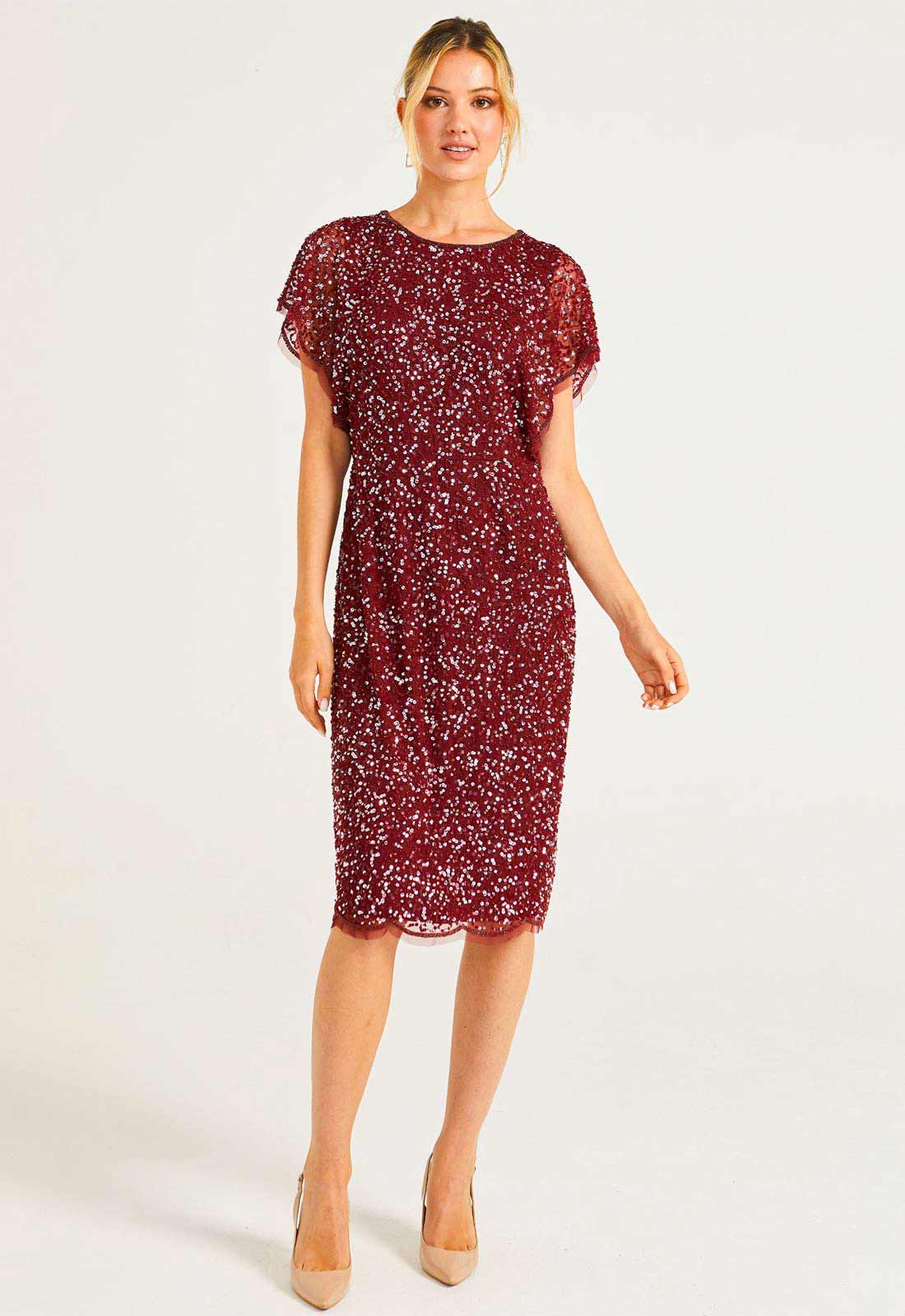 Flutter sleeve cocktail dress deals