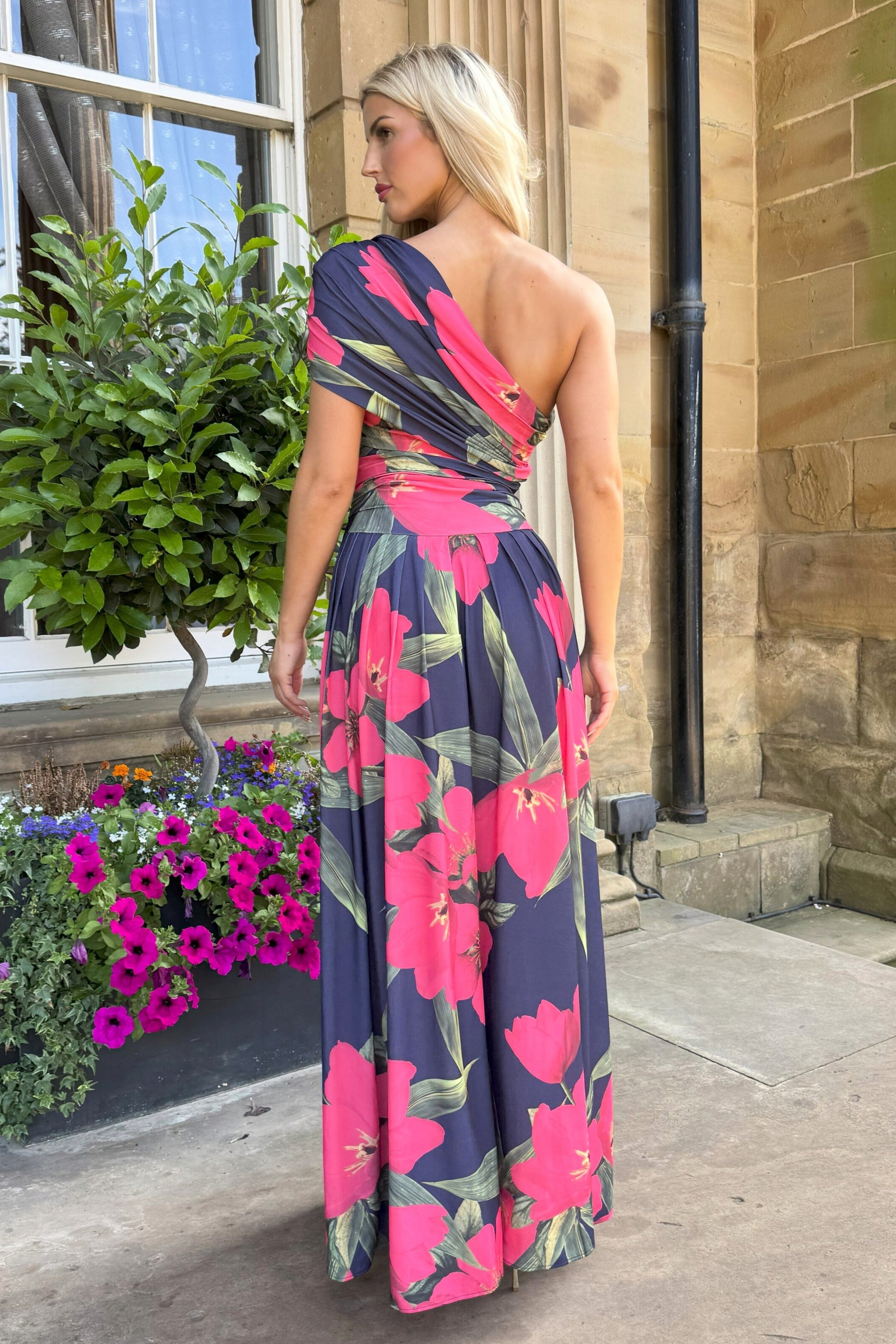 Atom Label Fuchsia Lily Print Ss26 Rhenium Maxi