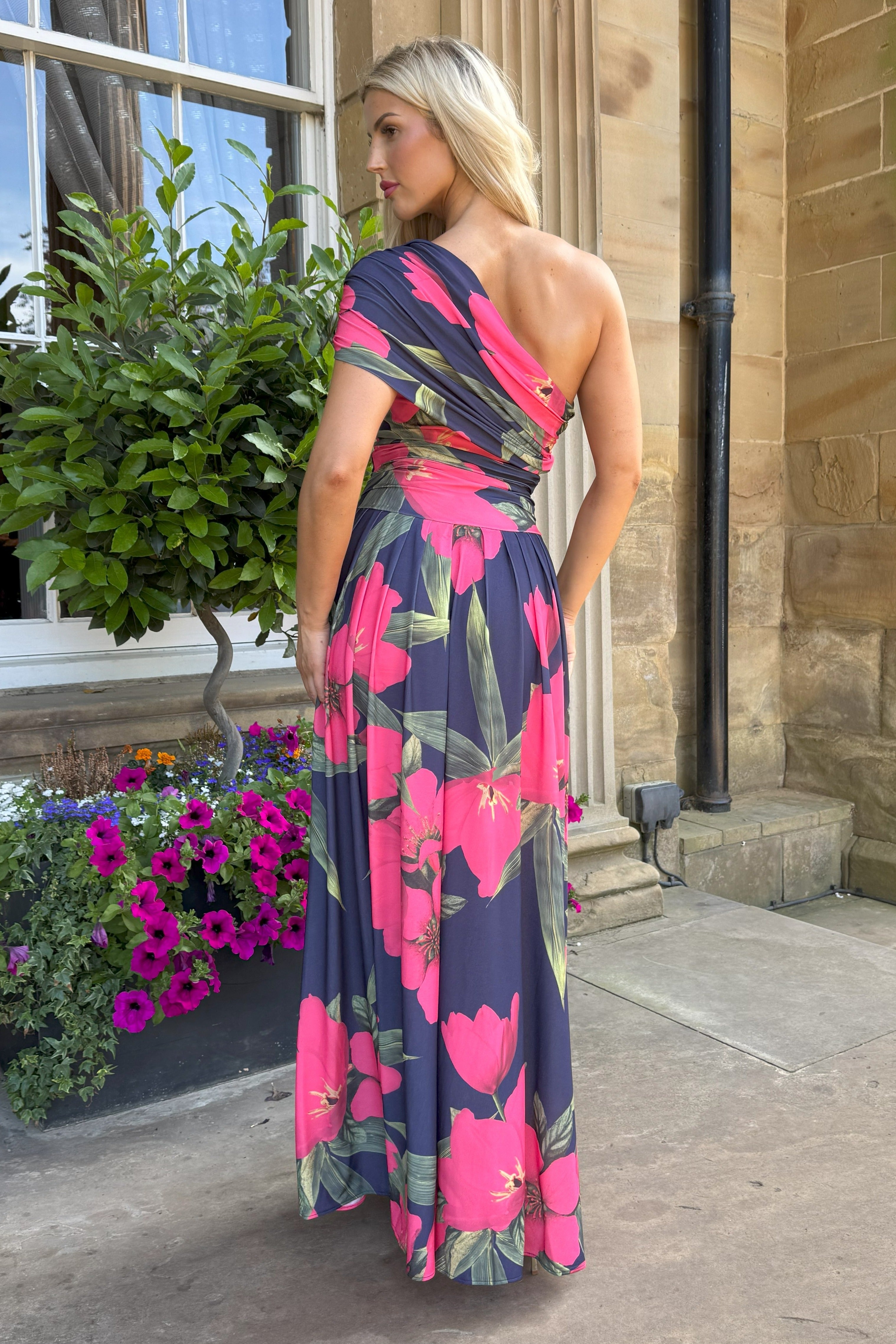 Atom Label Fuchsia Lily Print Ss26 Rhenium Maxi