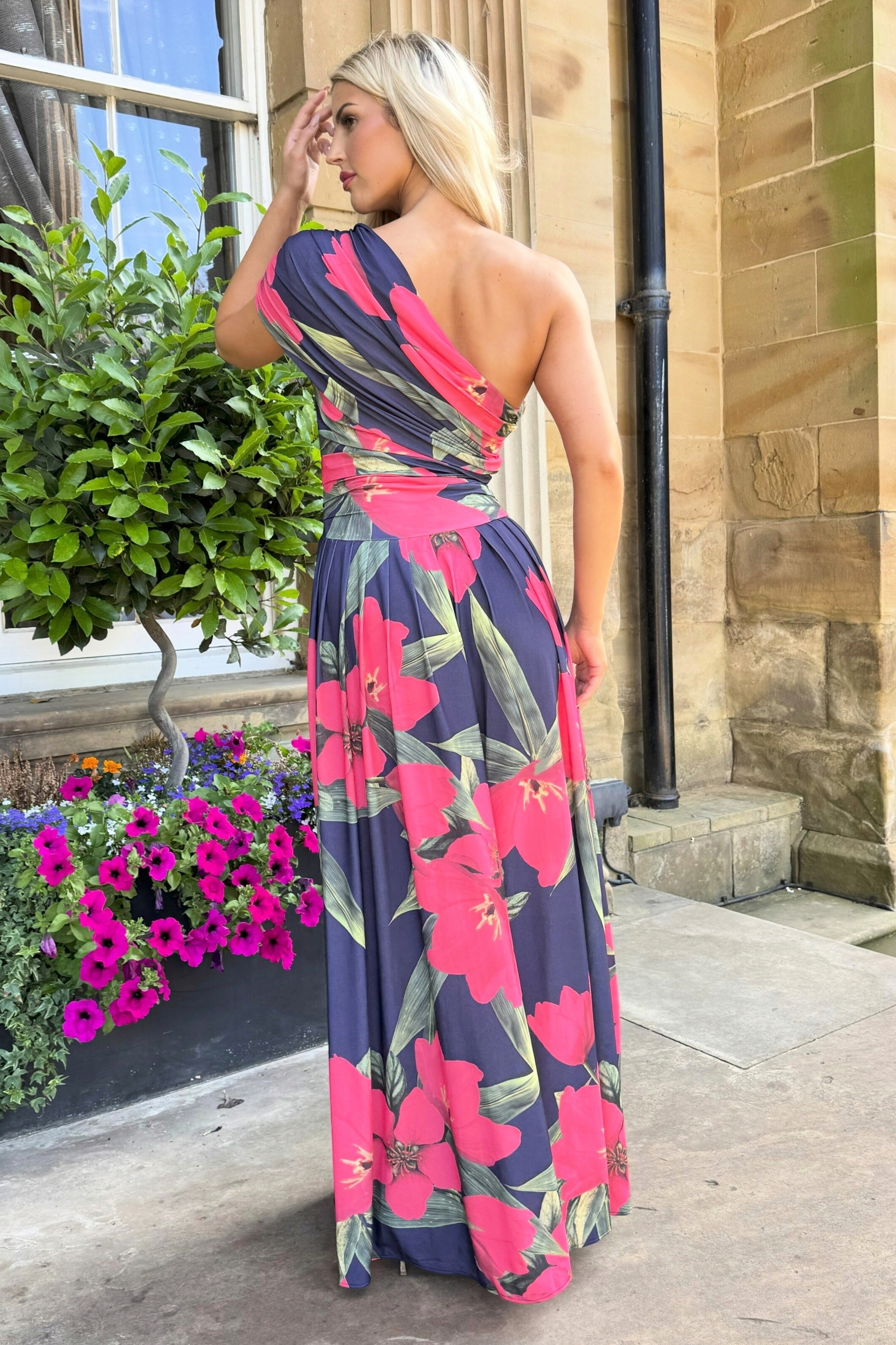 Atom Label Fuchsia Lily Print Ss26 Rhenium Maxi