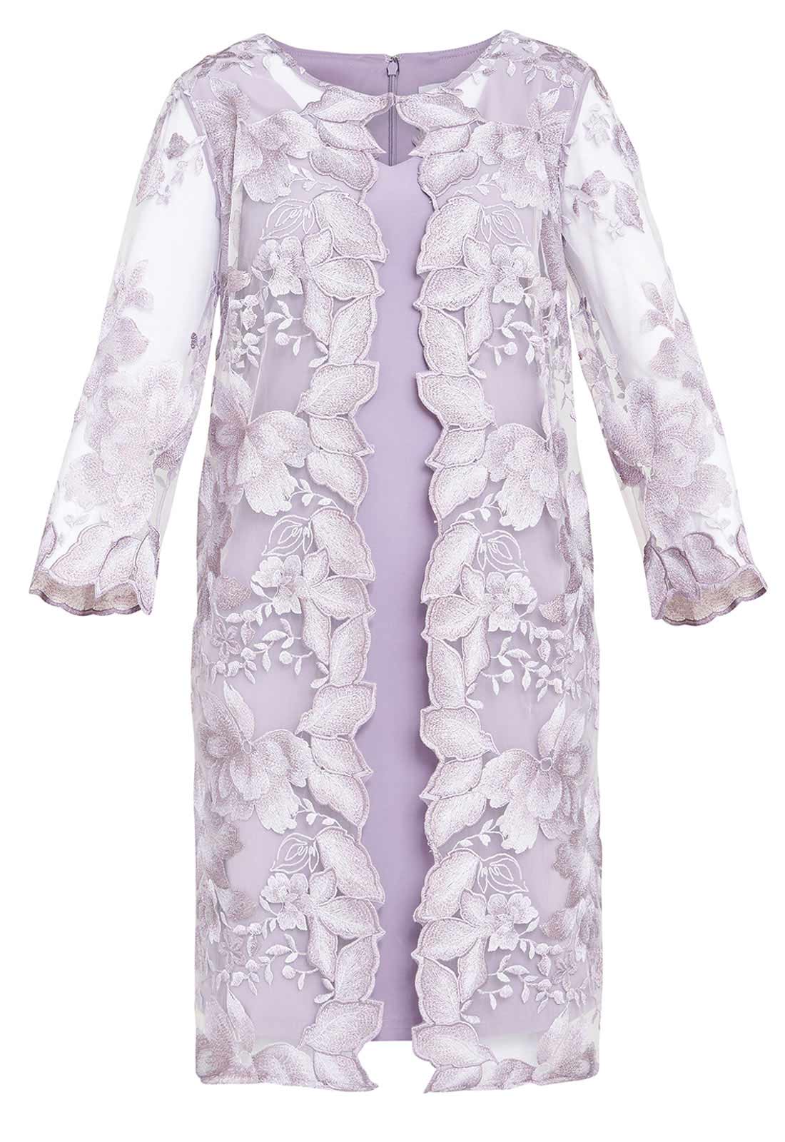 Gina Bacconi Lilac Savoy Dress and Lace Jacket