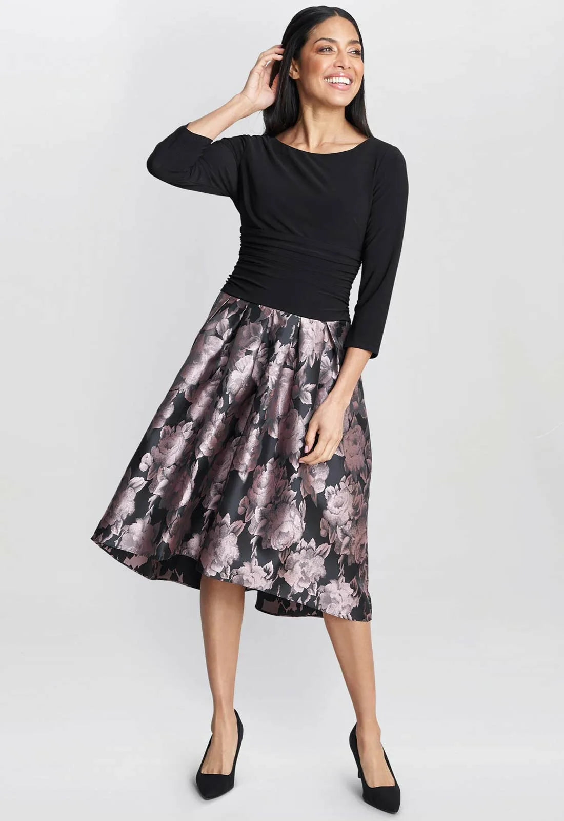 Gina Bacconi Black and Pink Hannah Dress