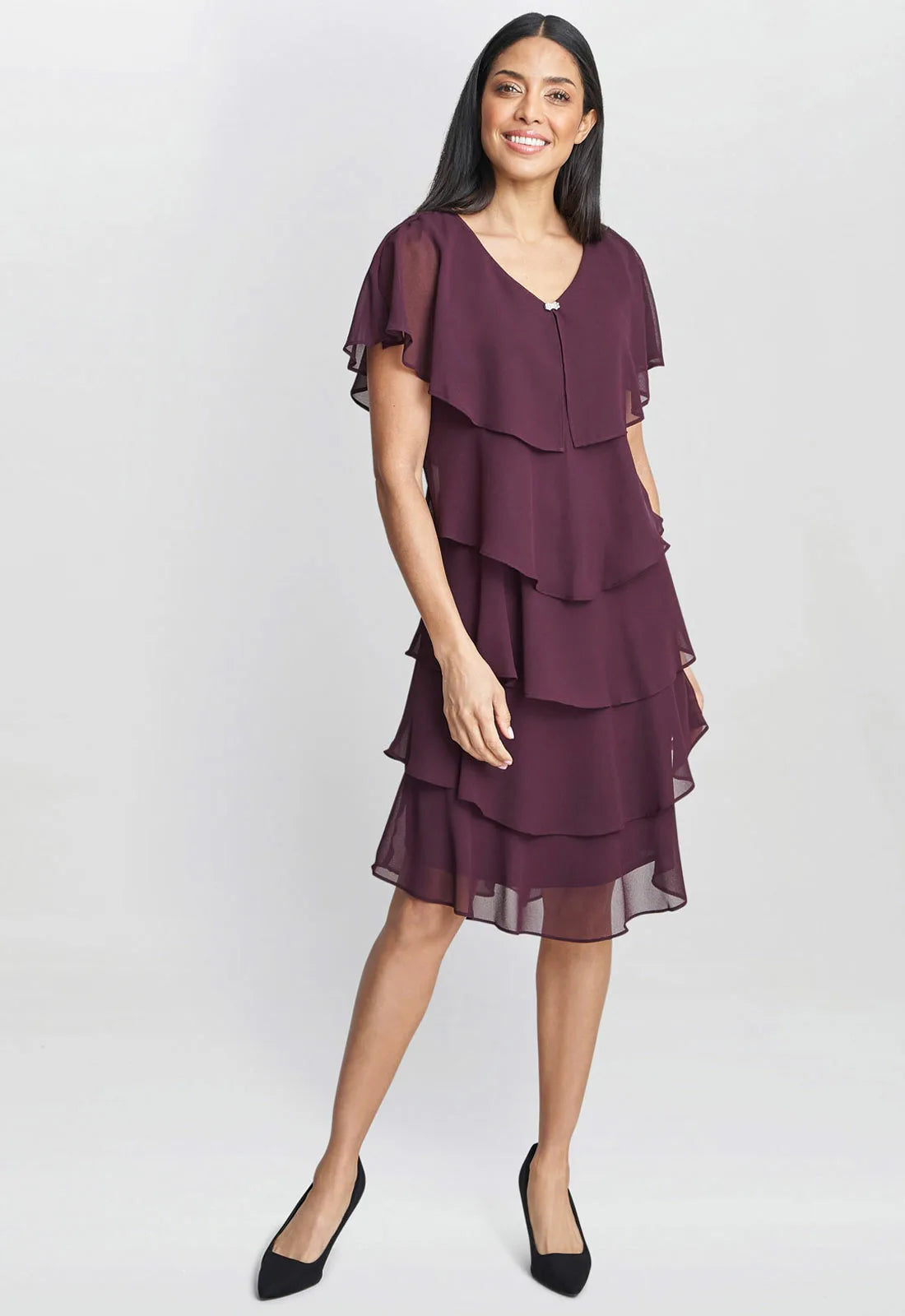 Gina Bacconi Bella Georgette Tiered Dress