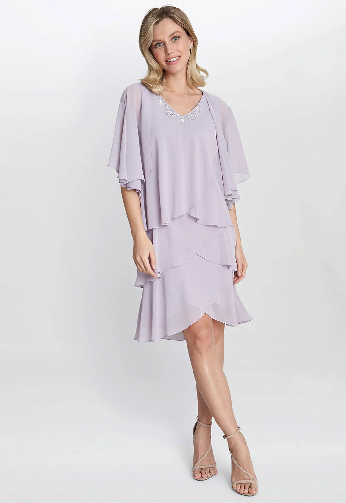 Gina Bacconi Dawn Tiered Dress And Jacket