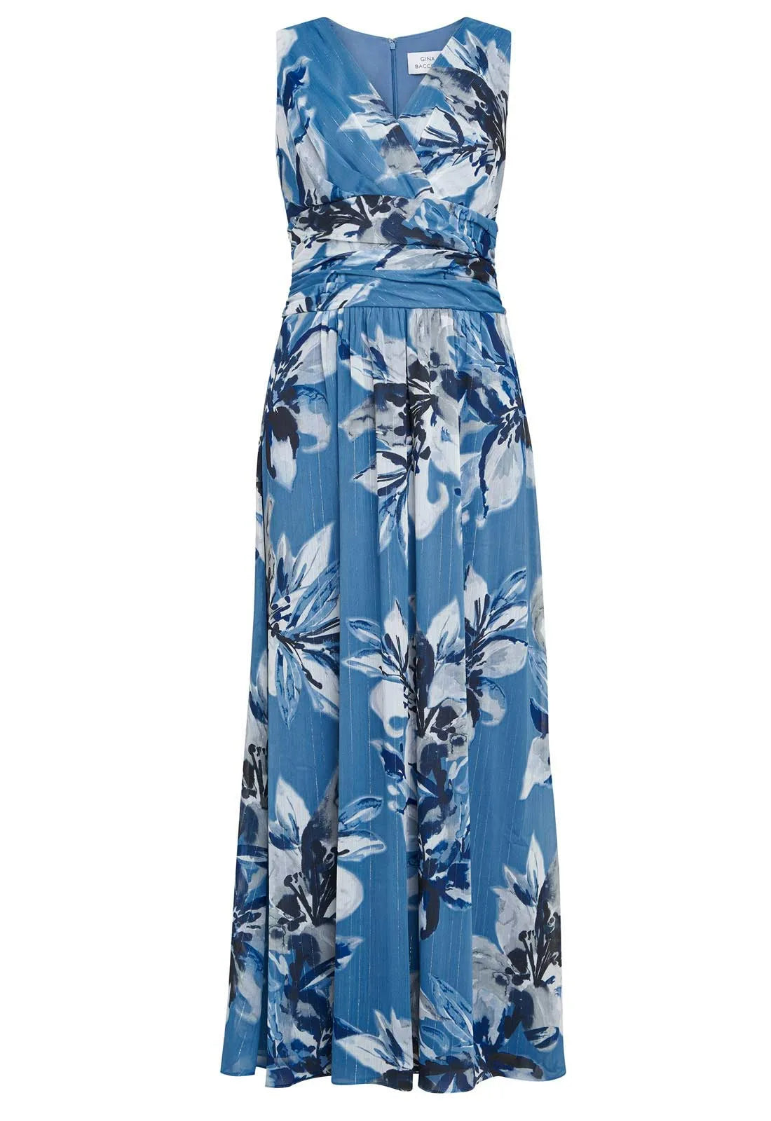 Gina Bacconi Gayle Printed Maxi Dress With Ruched Waist