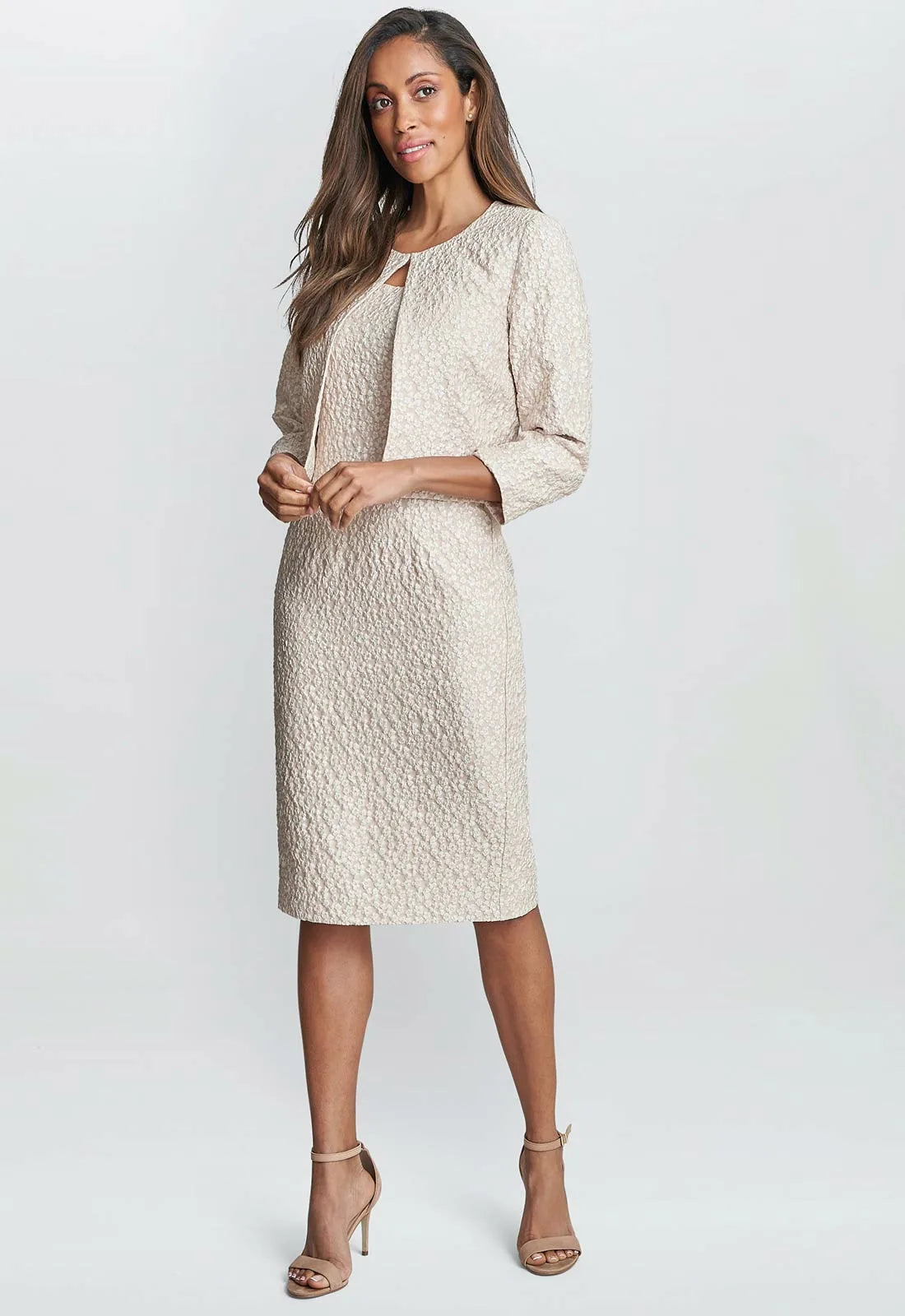 Gina Bacconi Kathy Jacquard Shift Dress And Bolero