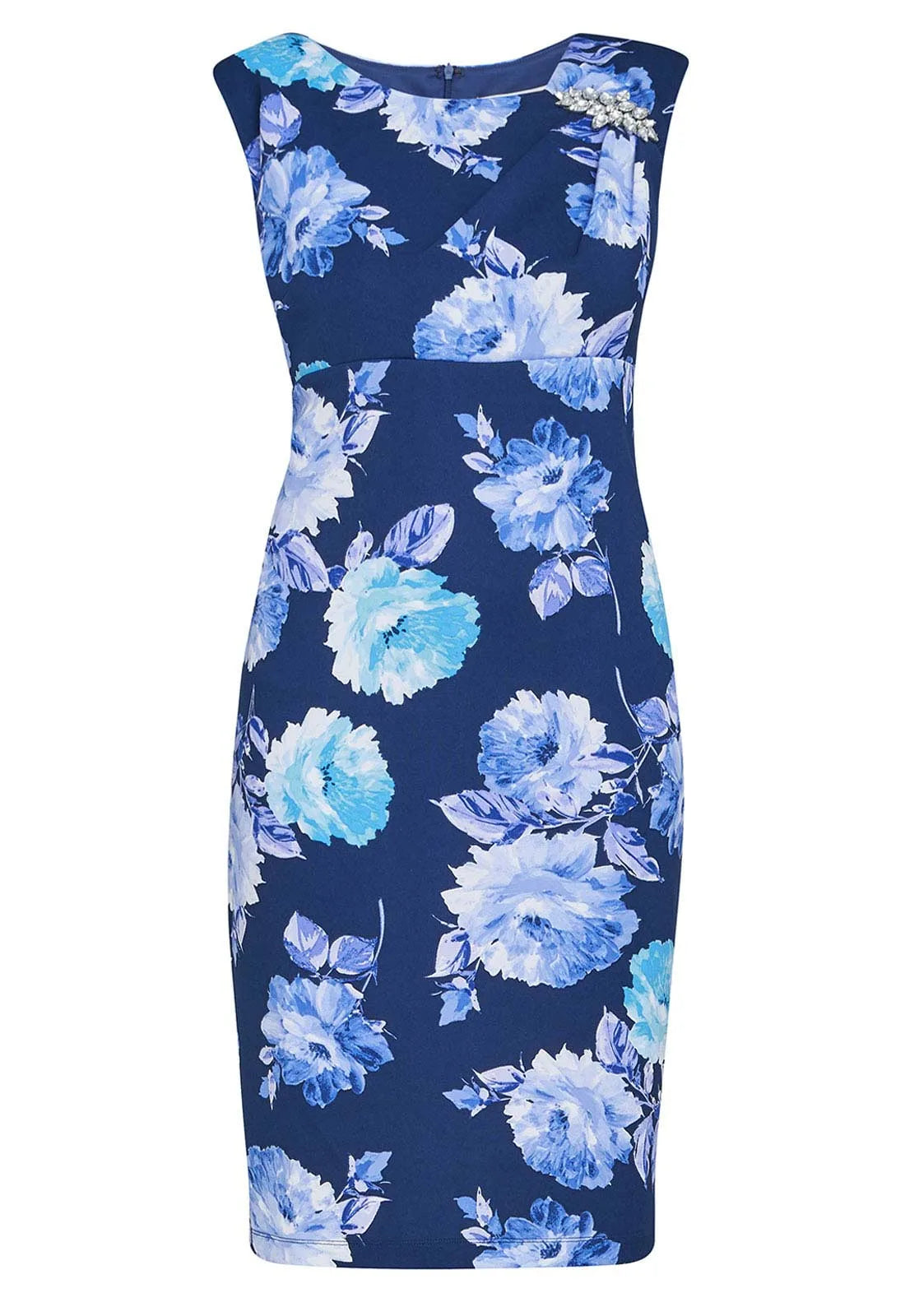 Gina Bacconi Magda Printed Shift Dress With Trim