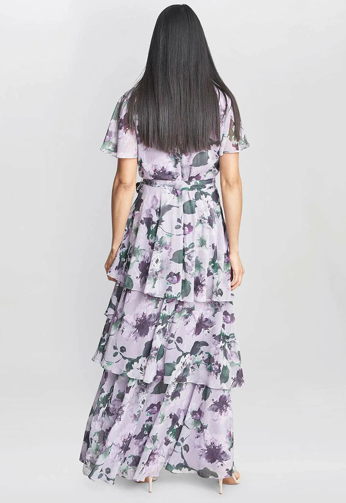 Gina Bacconi Ruby Printed Tiered Maxi Dress With Belt