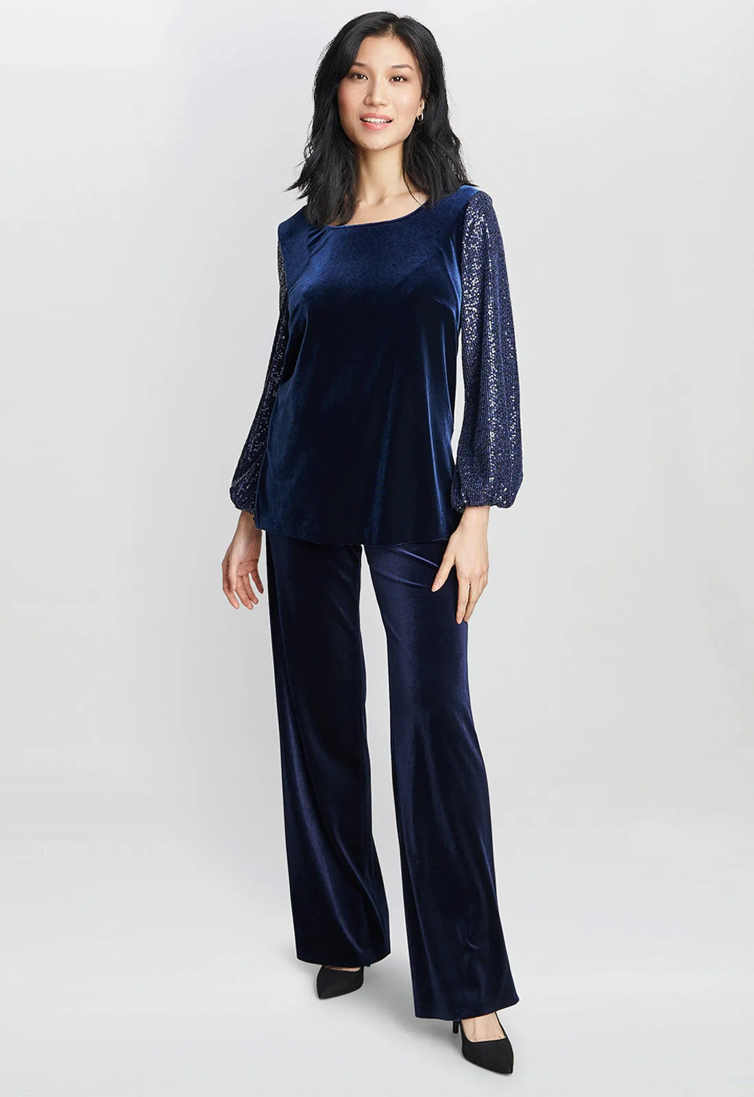 Gina Bacconi Blue Ines Velvet Blouse