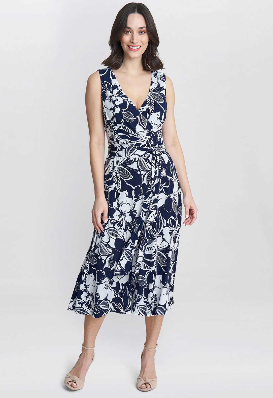 Gina Bacconi Navy Denise Fit And Flare Jersey Dress
