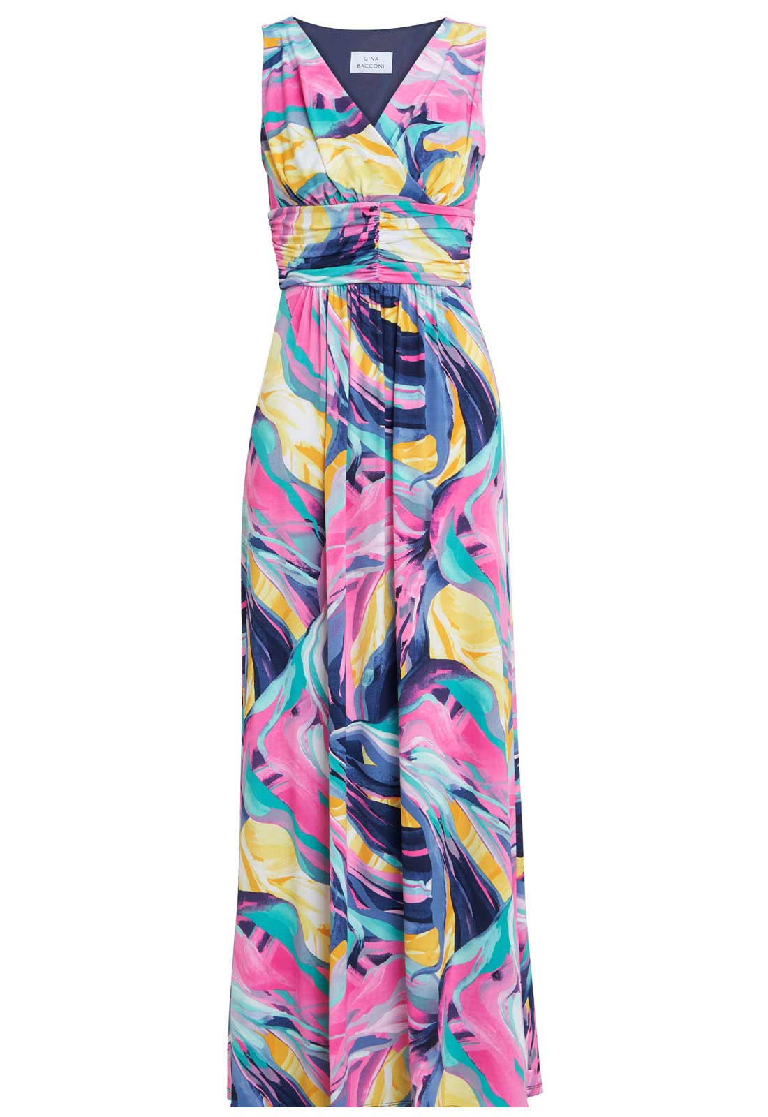 Gina Bacconi Peach Camille Jersey Maxi Dress