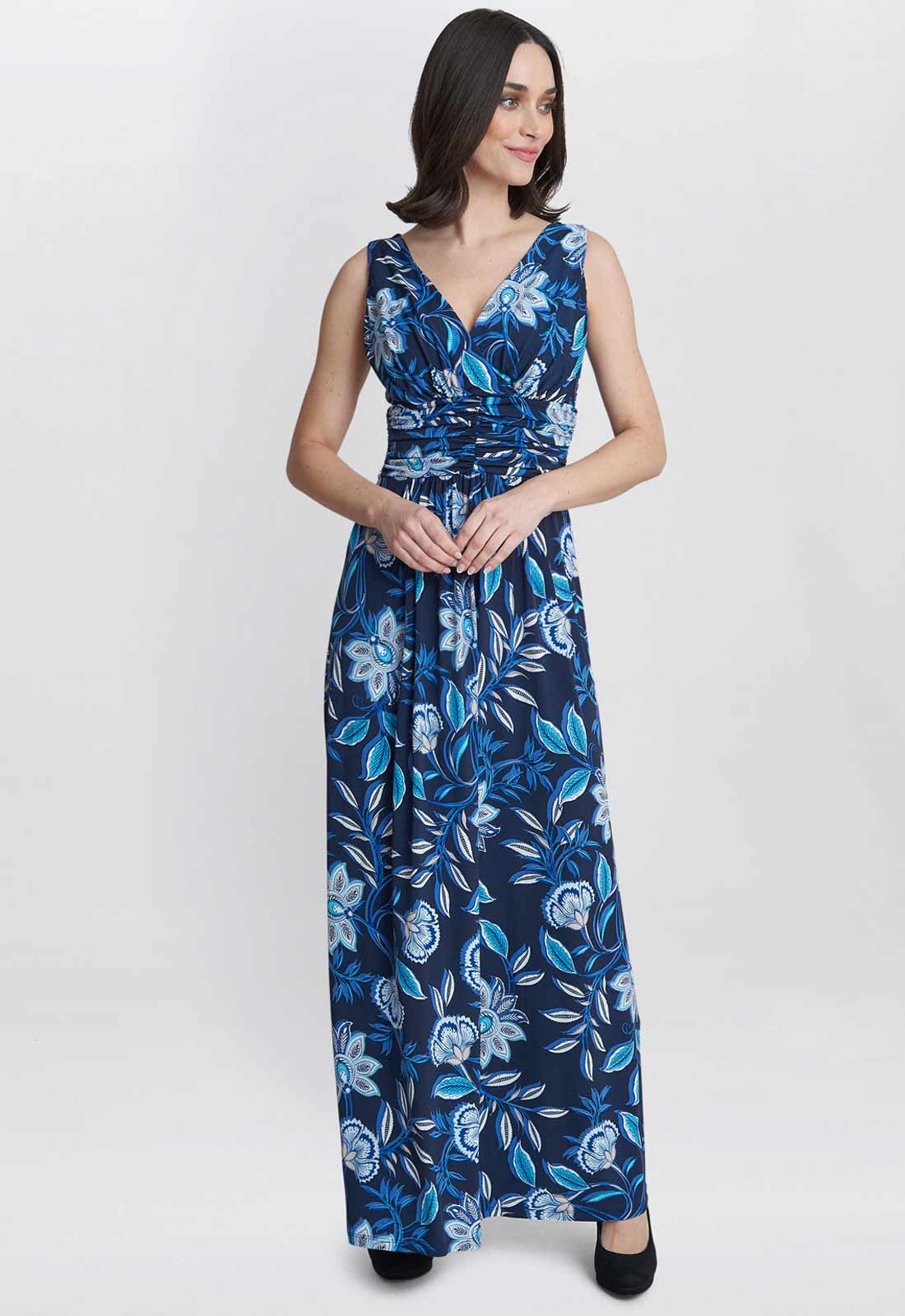 Gina Bacconi Blue Heather Jersey Maxi Dress