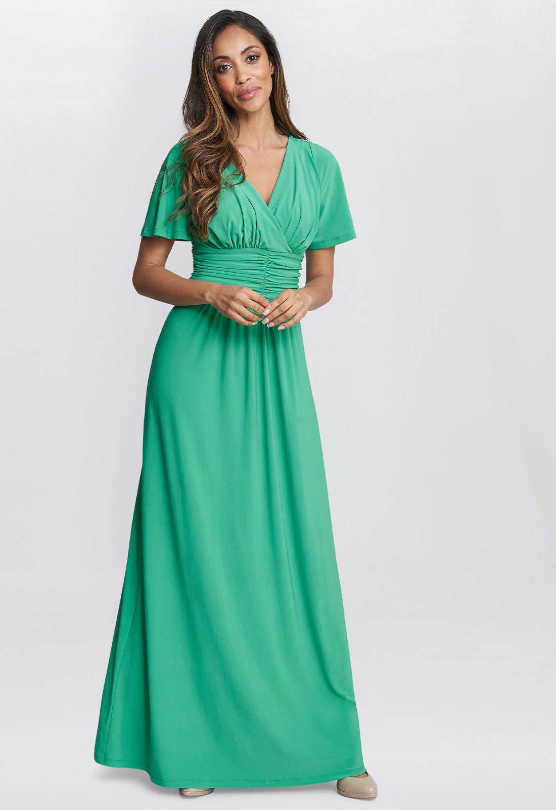Gina Bacconi Green Elena Jersey Maxi Dress