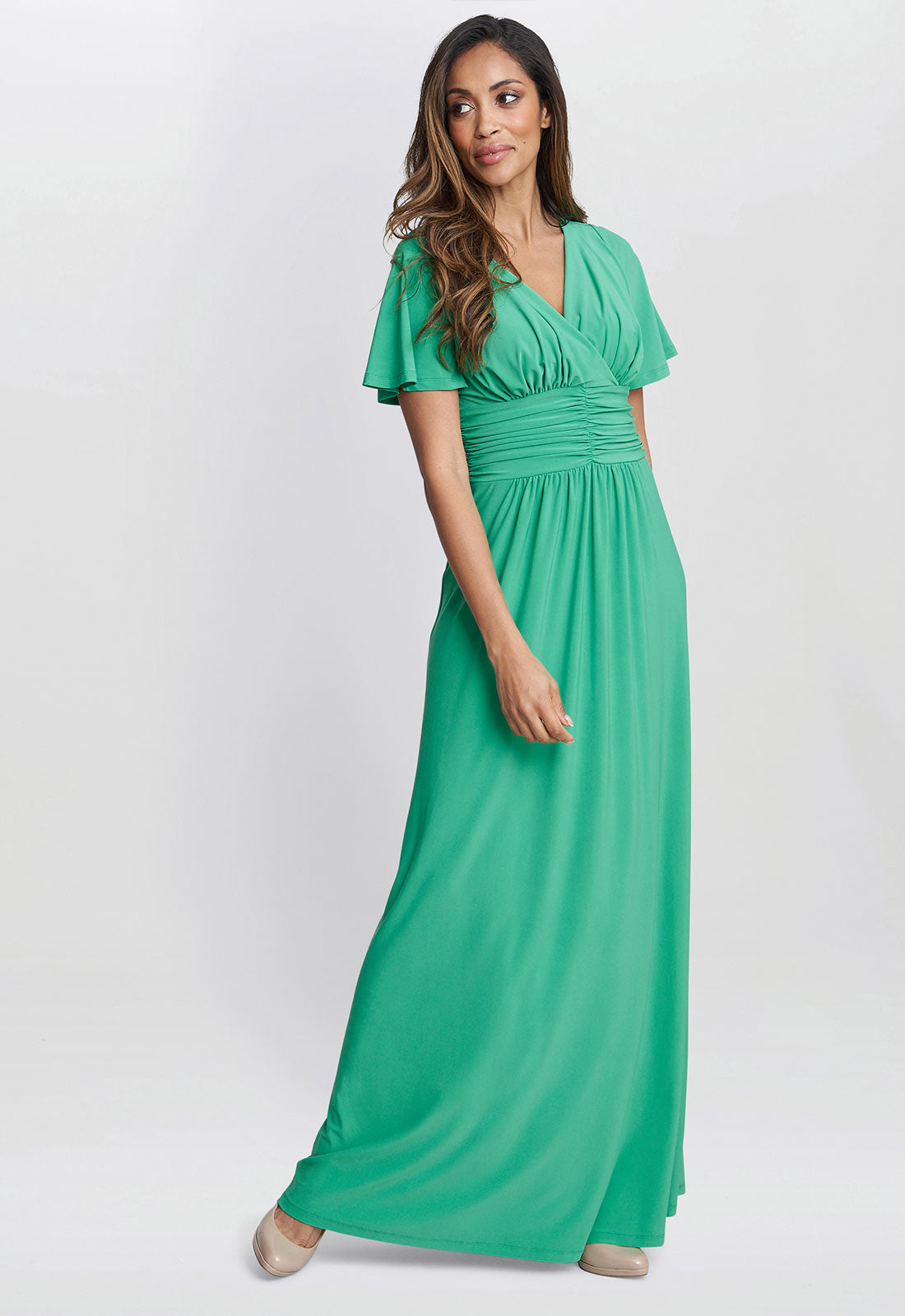 Gina Bacconi Green Elena Jersey Maxi Dress