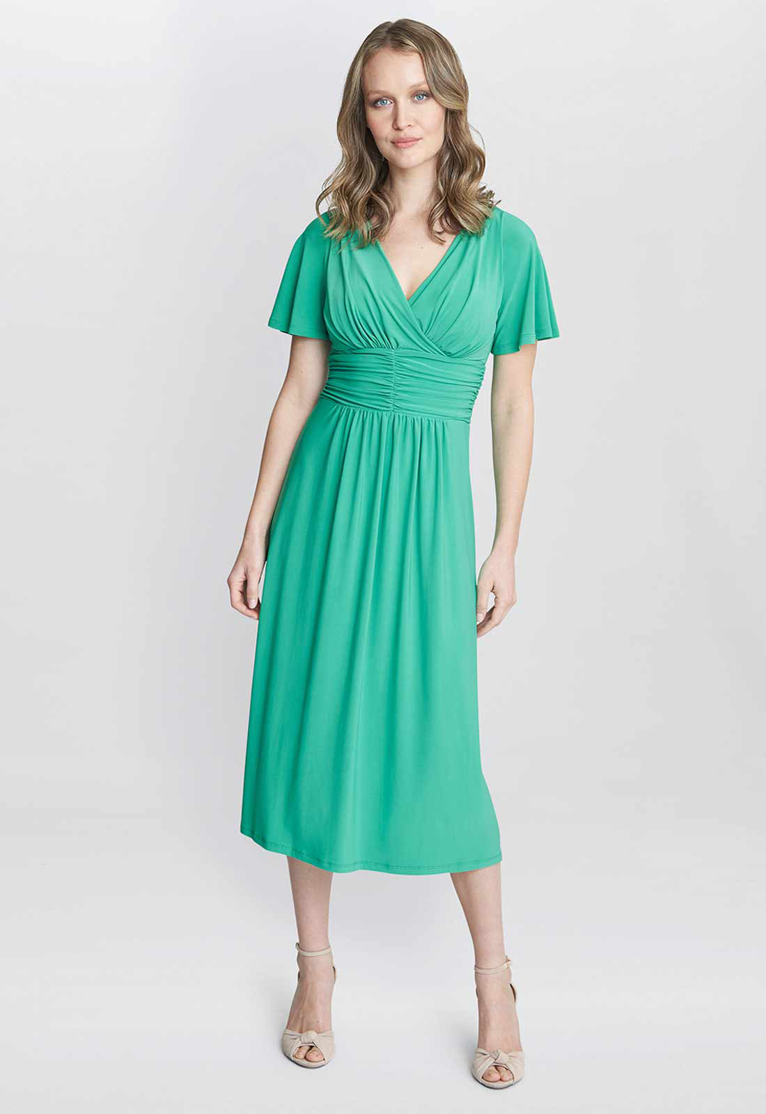 Gina Bacconi Green Frieda Jersey Print Dress