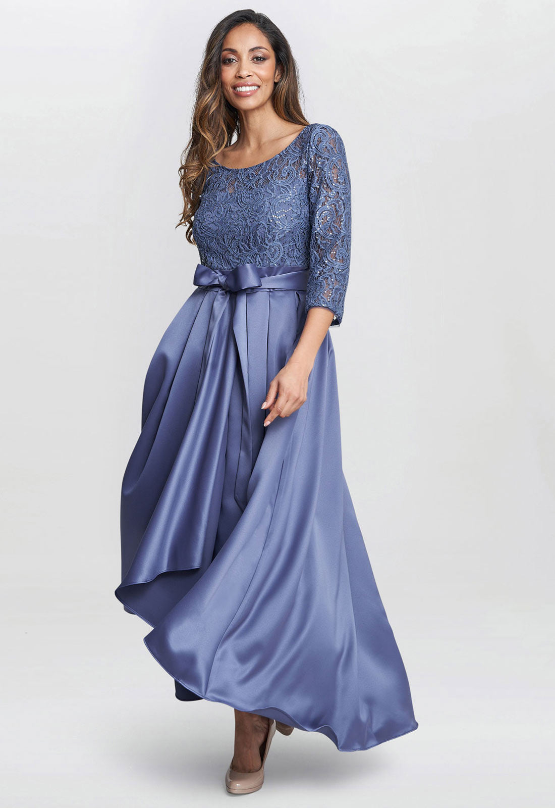 Gina Bacconi Blue Leona Sequin Lace Dress