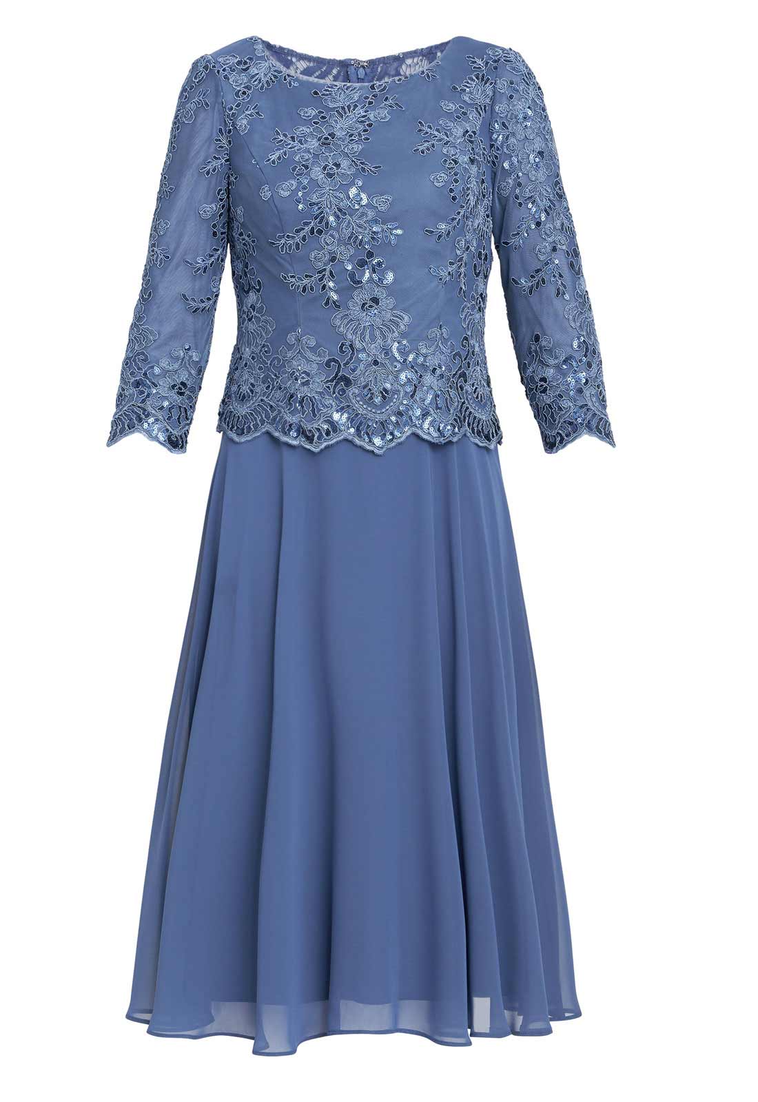 Gina Bacconi Blue Priscilla Embroidered Midi Dress