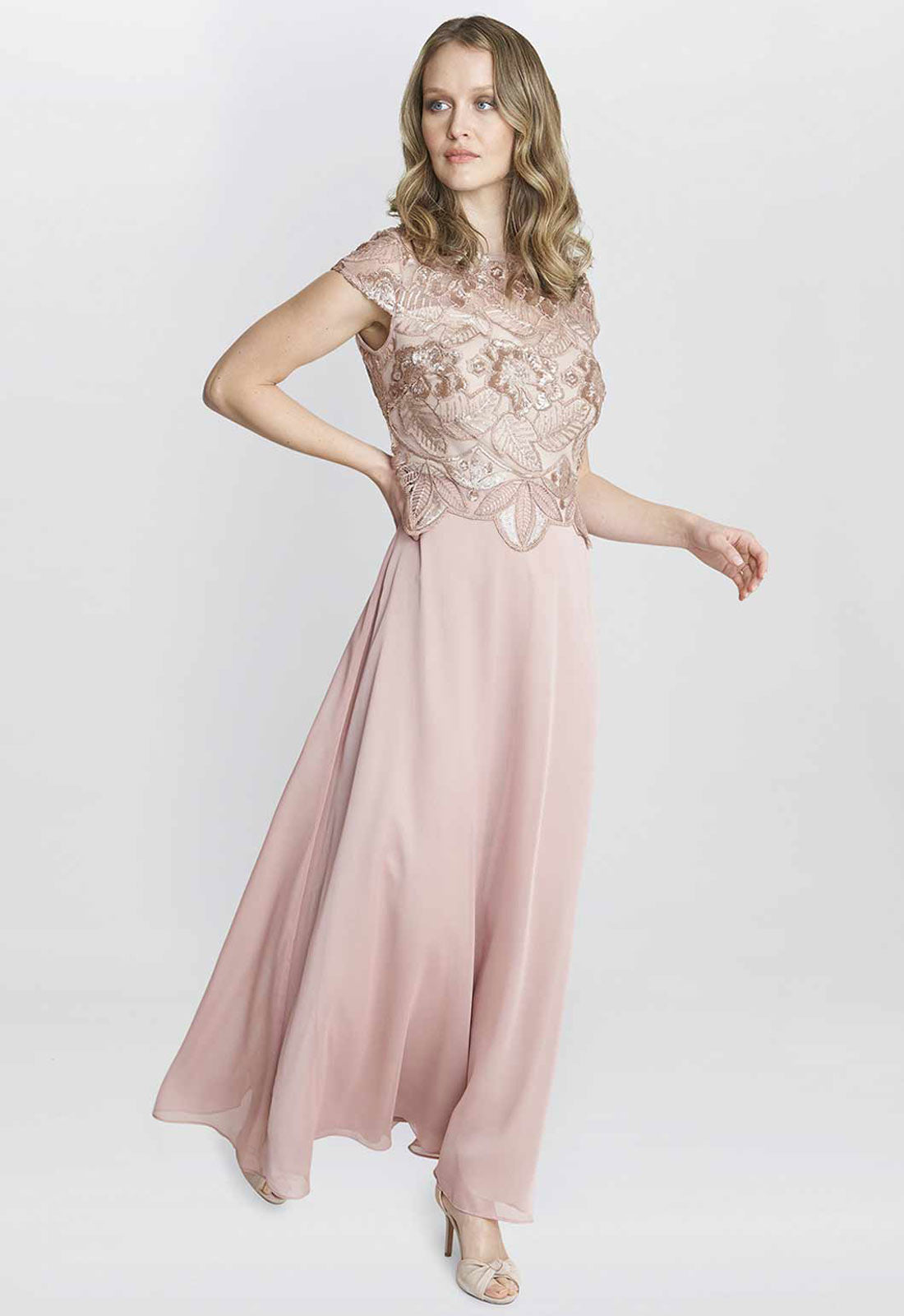 Gina Bacconi Rose Pink Shirley Maxi Dress