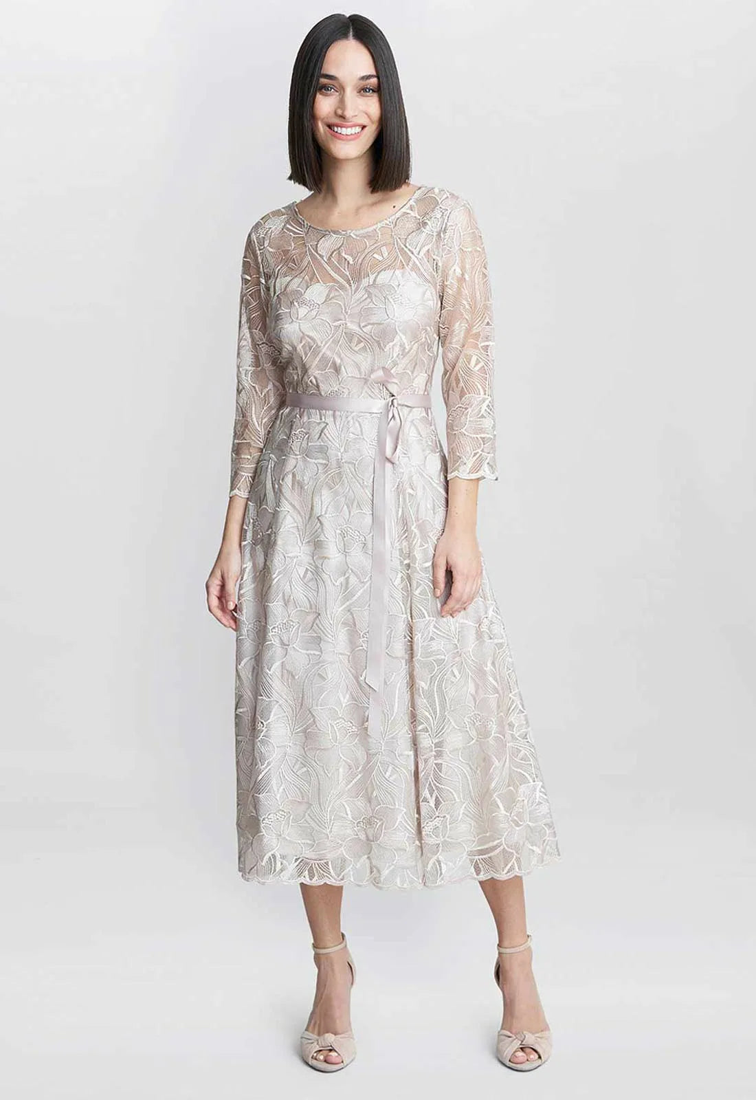 Gina Bacconi Taupe Veronica Cocktail Dress
