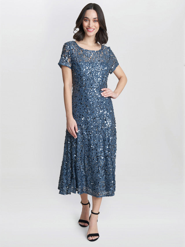 Gina Bacconi Blue Andrea A-Line Dress